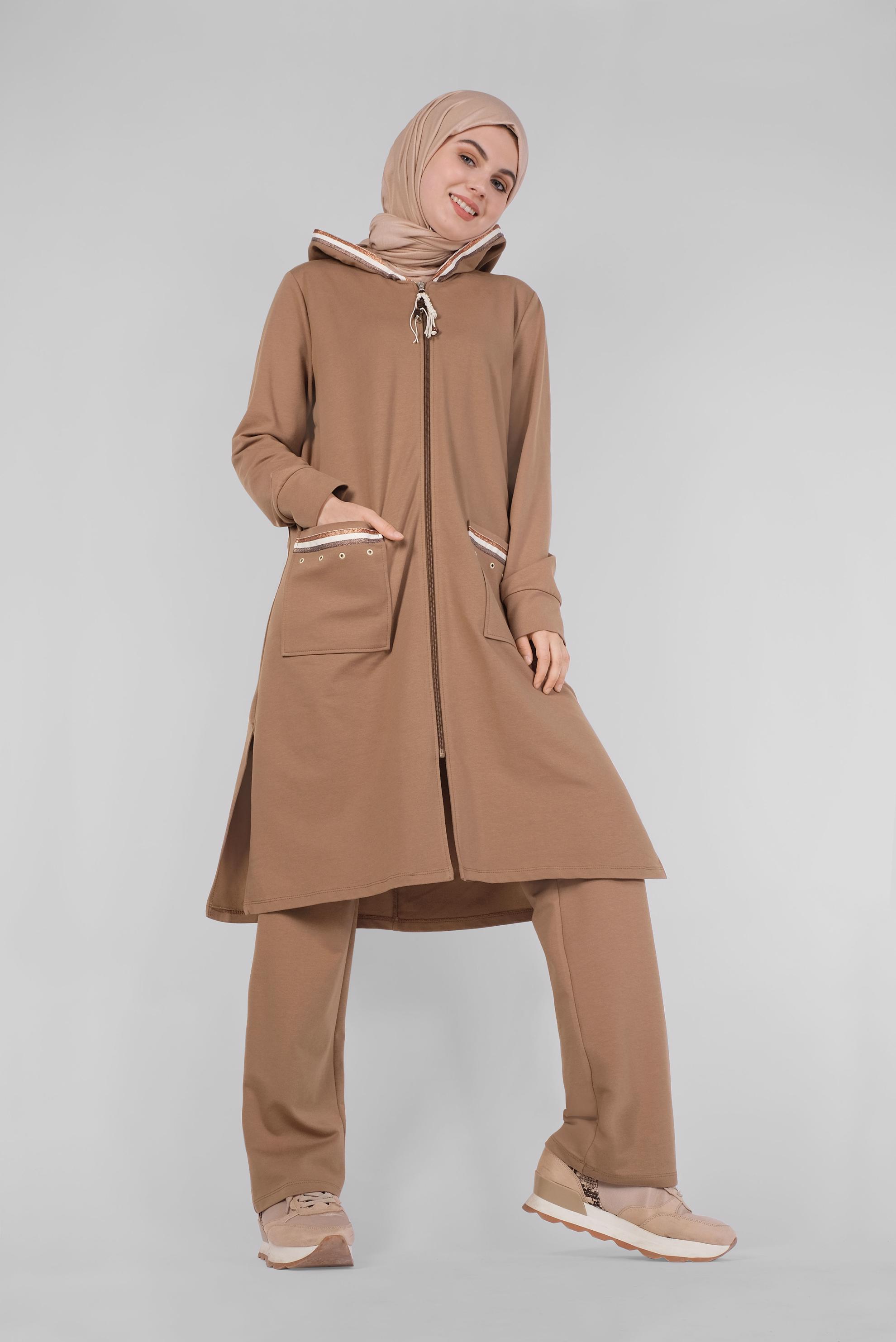 Hijab clothing BROWN 2-PIECE TRACKSUIT SET WITH PANTS 41476 