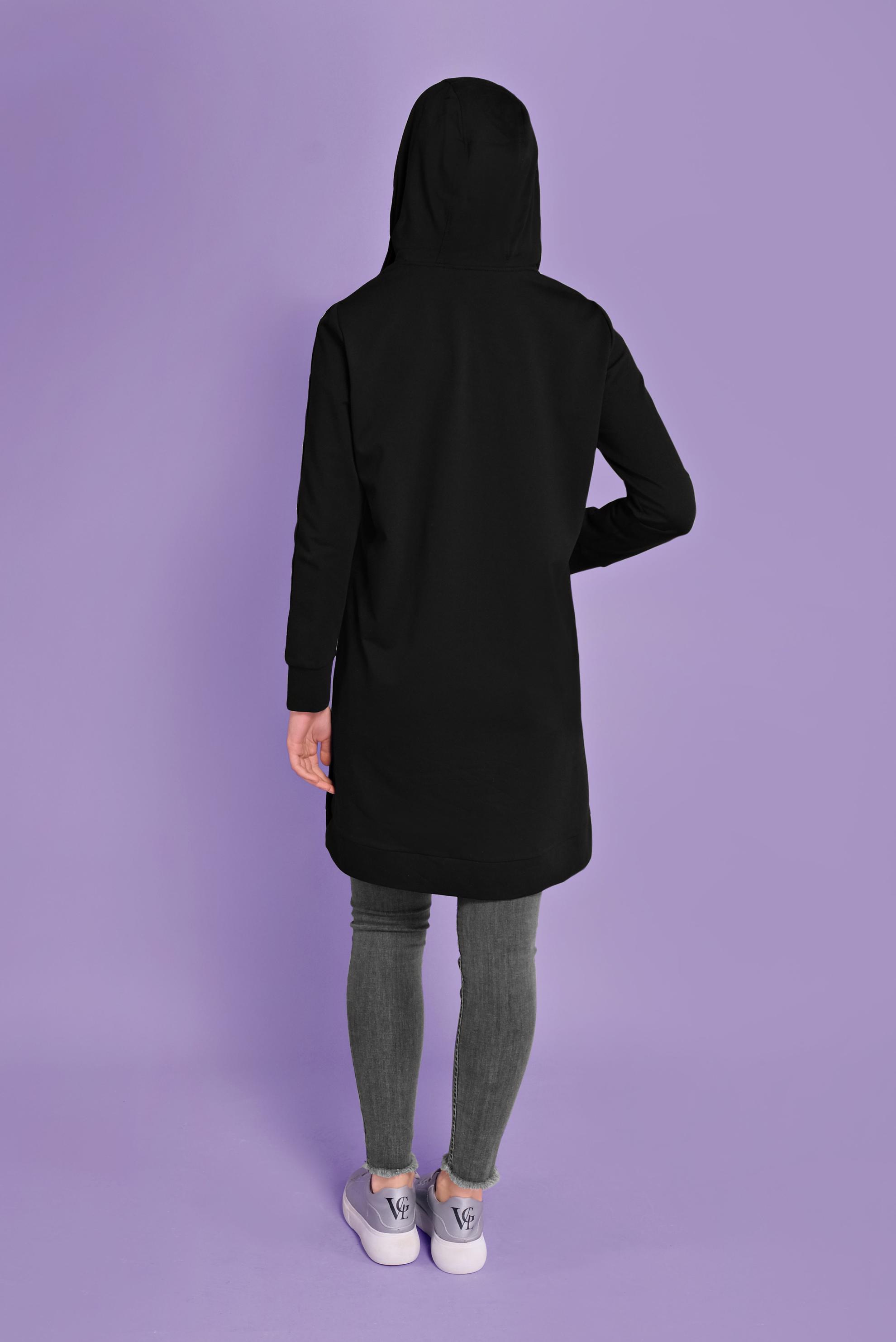 Tesettür giyim SİYAH KUŞGÖZÜ DETAYLI EŞOFMAN TUNİK 41477 