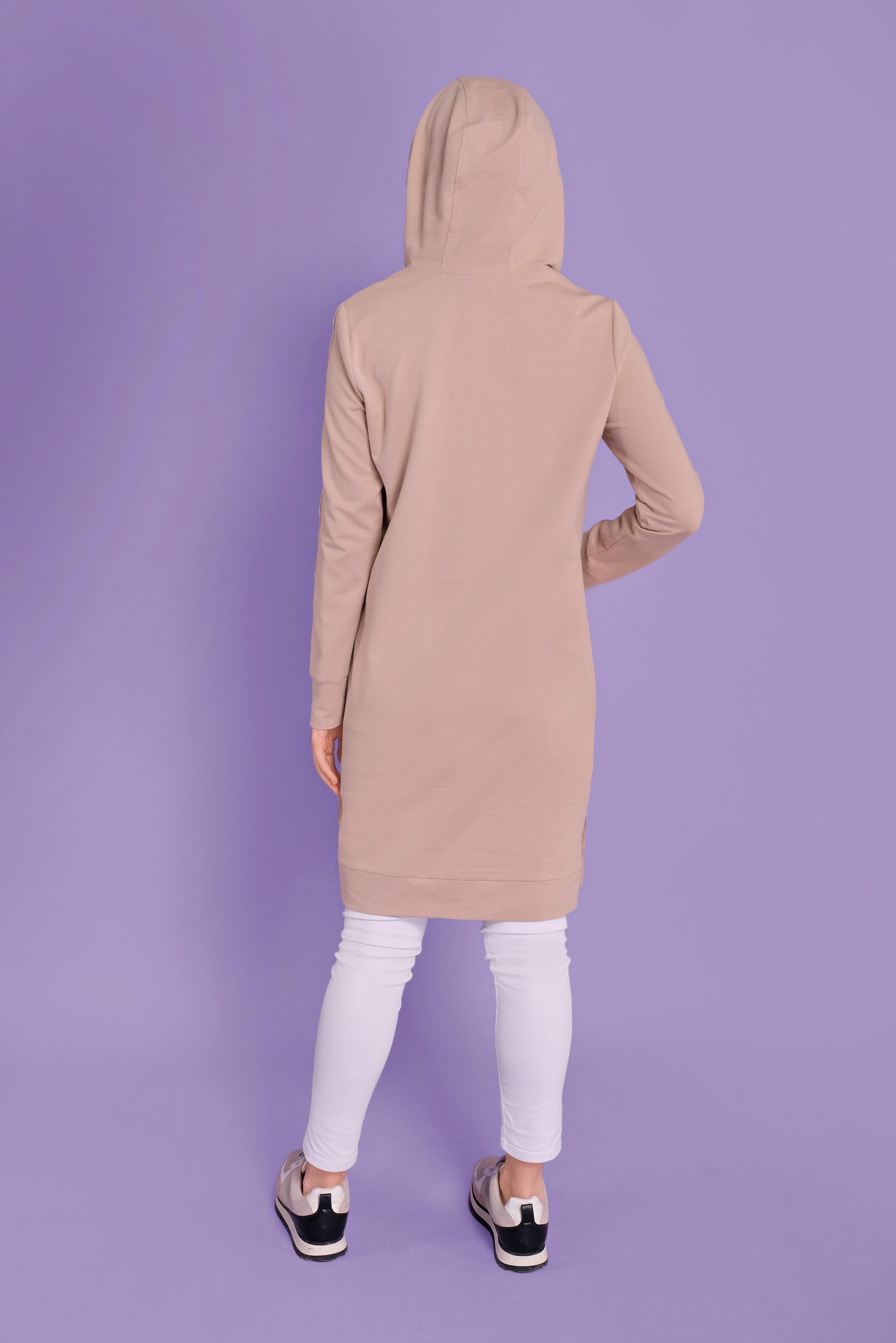 Tesettür giyim PUDRA KUŞGÖZÜ DETAYLI EŞOFMAN TUNİK 41477 