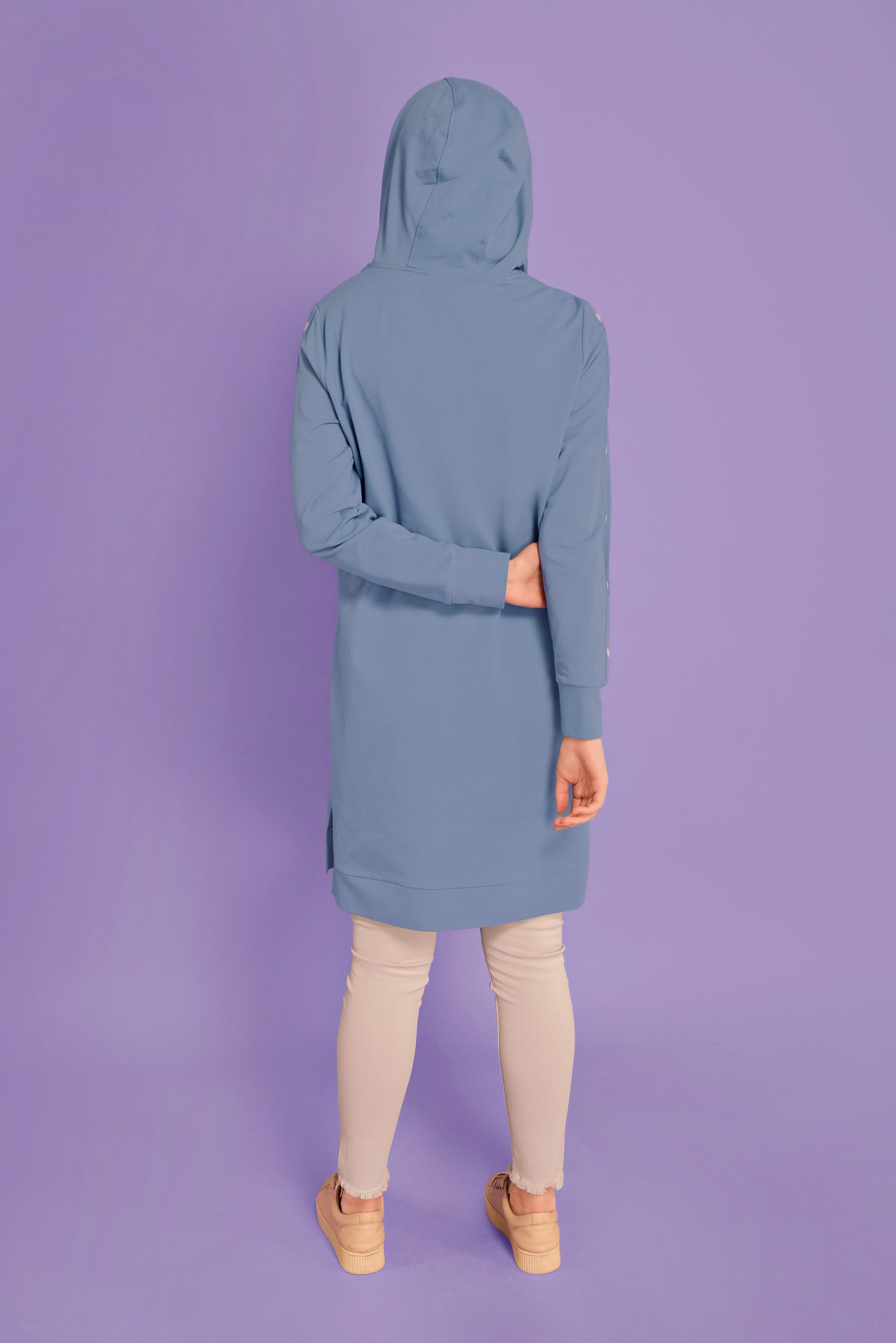 Tesettür giyim MAVİ KUŞGÖZÜ DETAYLI EŞOFMAN TUNİK 41477 