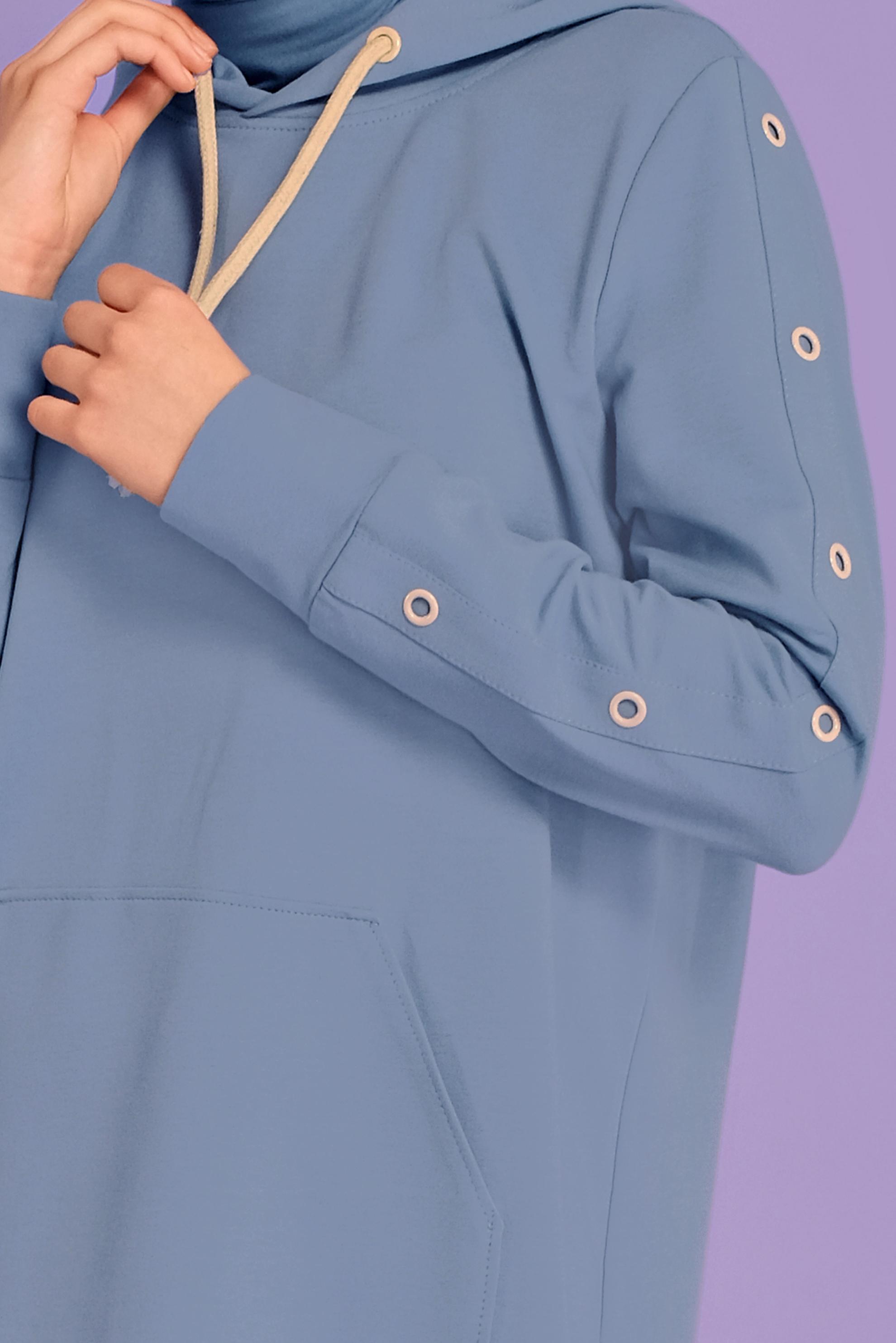 Tesettür giyim MAVİ KUŞGÖZÜ DETAYLI EŞOFMAN TUNİK 41477 