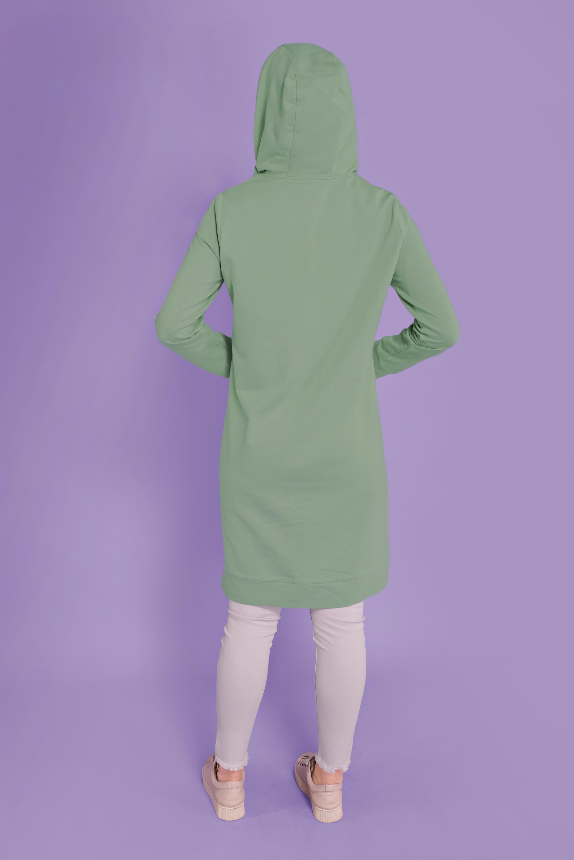 Tesettür giyim YEŞİL KUŞGÖZÜ DETAYLI EŞOFMAN TUNİK 41477 