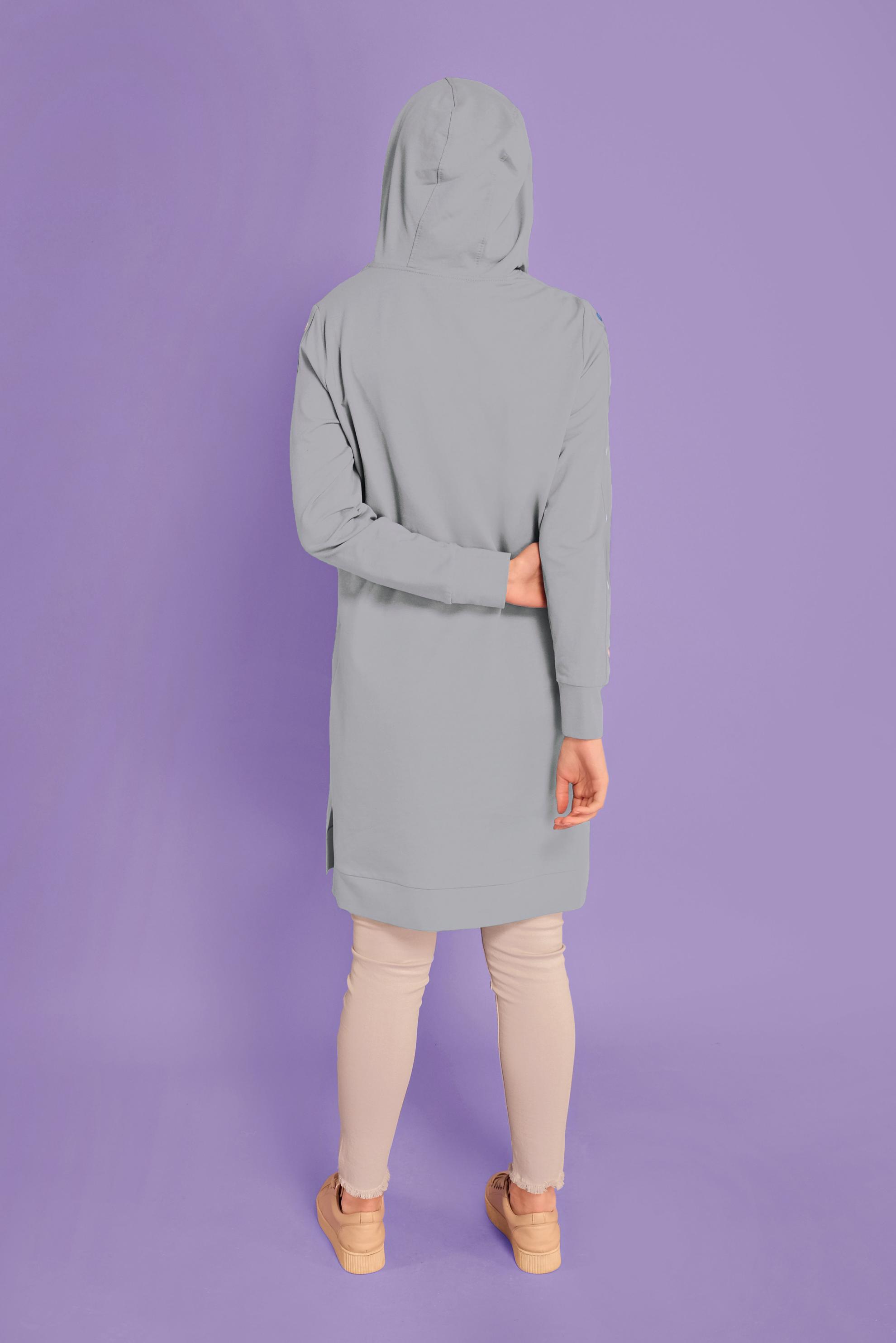 Tesettür giyim GRİ KUŞGÖZÜ DETAYLI EŞOFMAN TUNİK 41477 