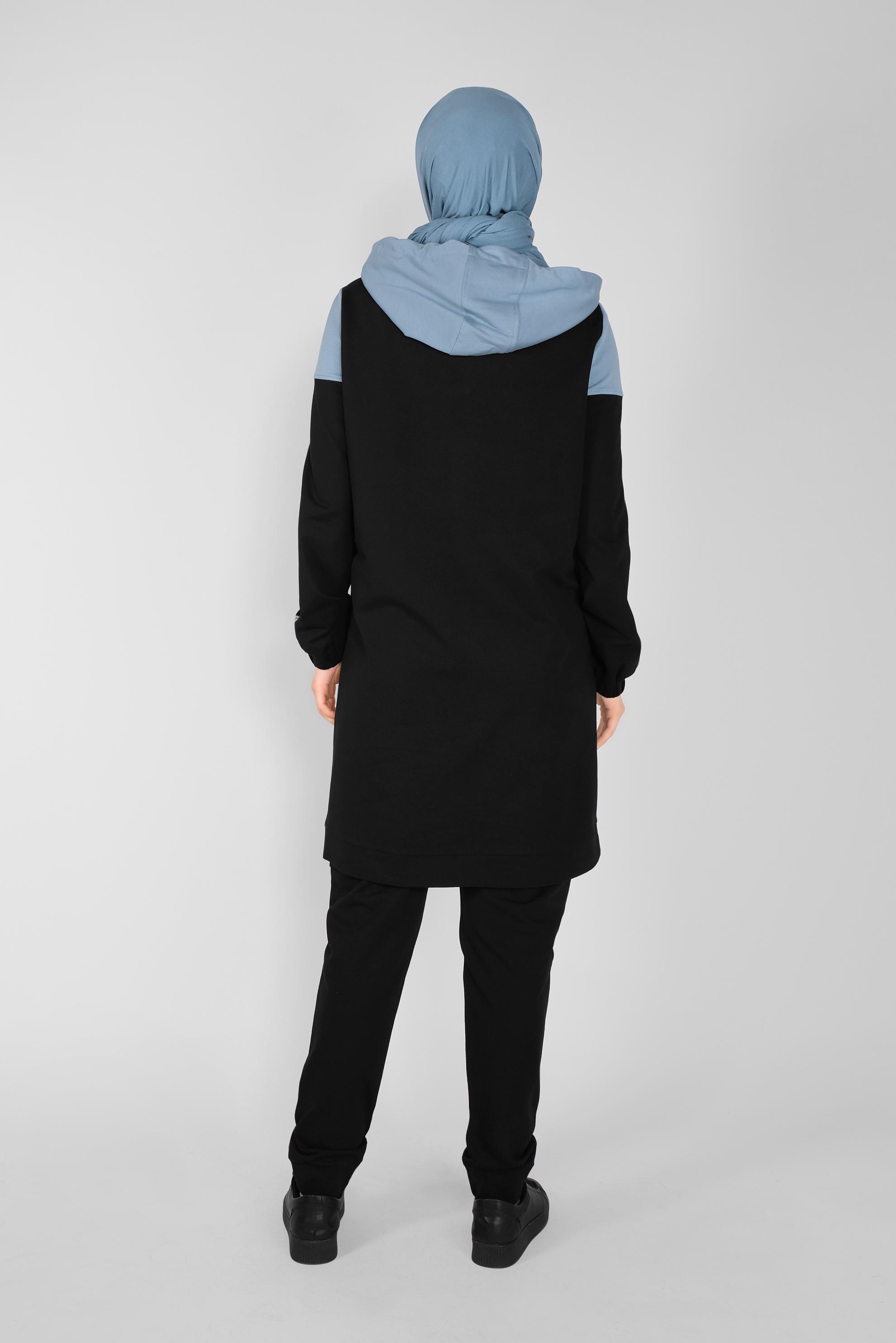 Tesettür giyim MAVİ ŞERİT DETAYLI EŞOFMAN TUNİK 41479 