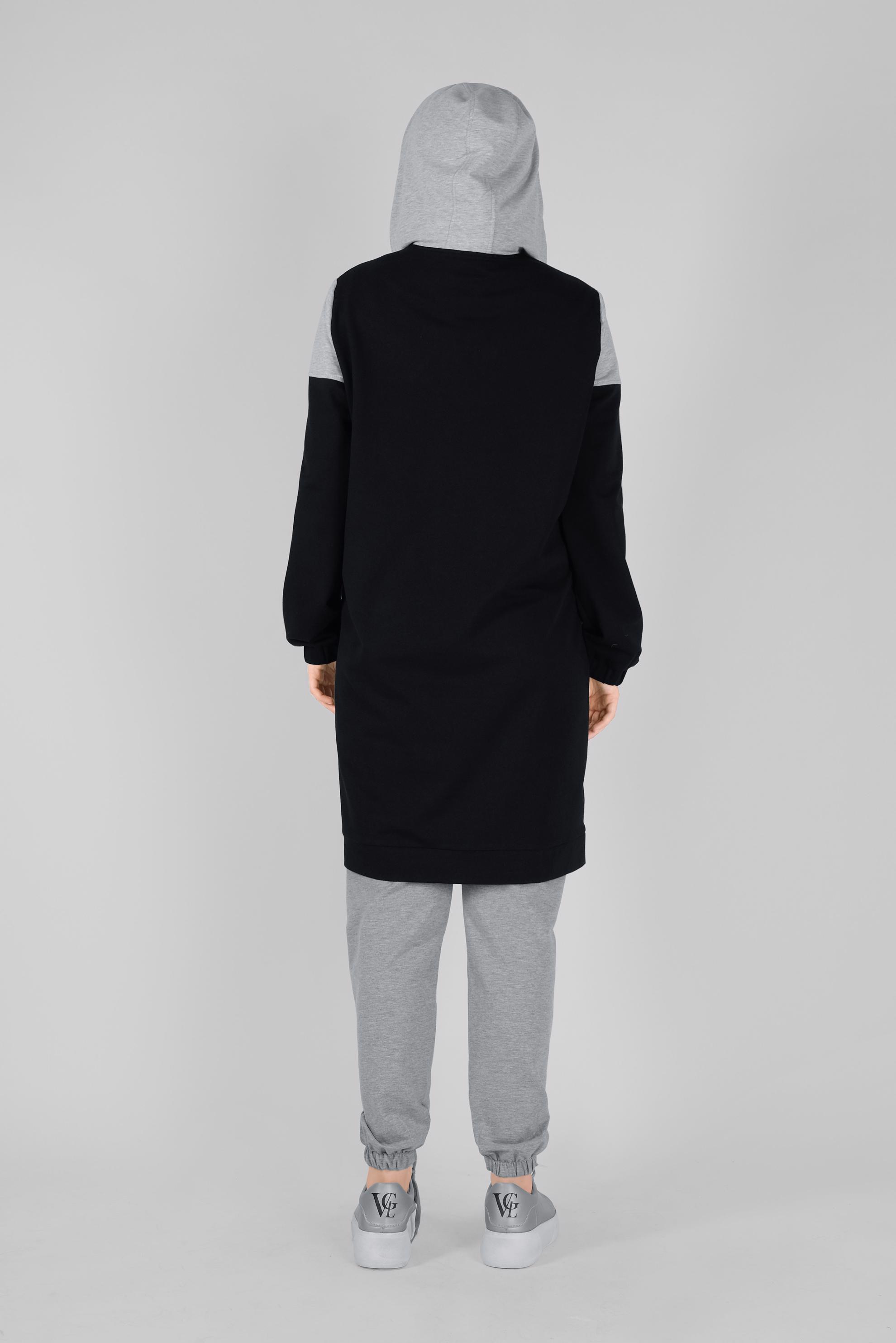 Tesettür giyim GRİ ŞERİT DETAYLI EŞOFMAN TUNİK 41479 