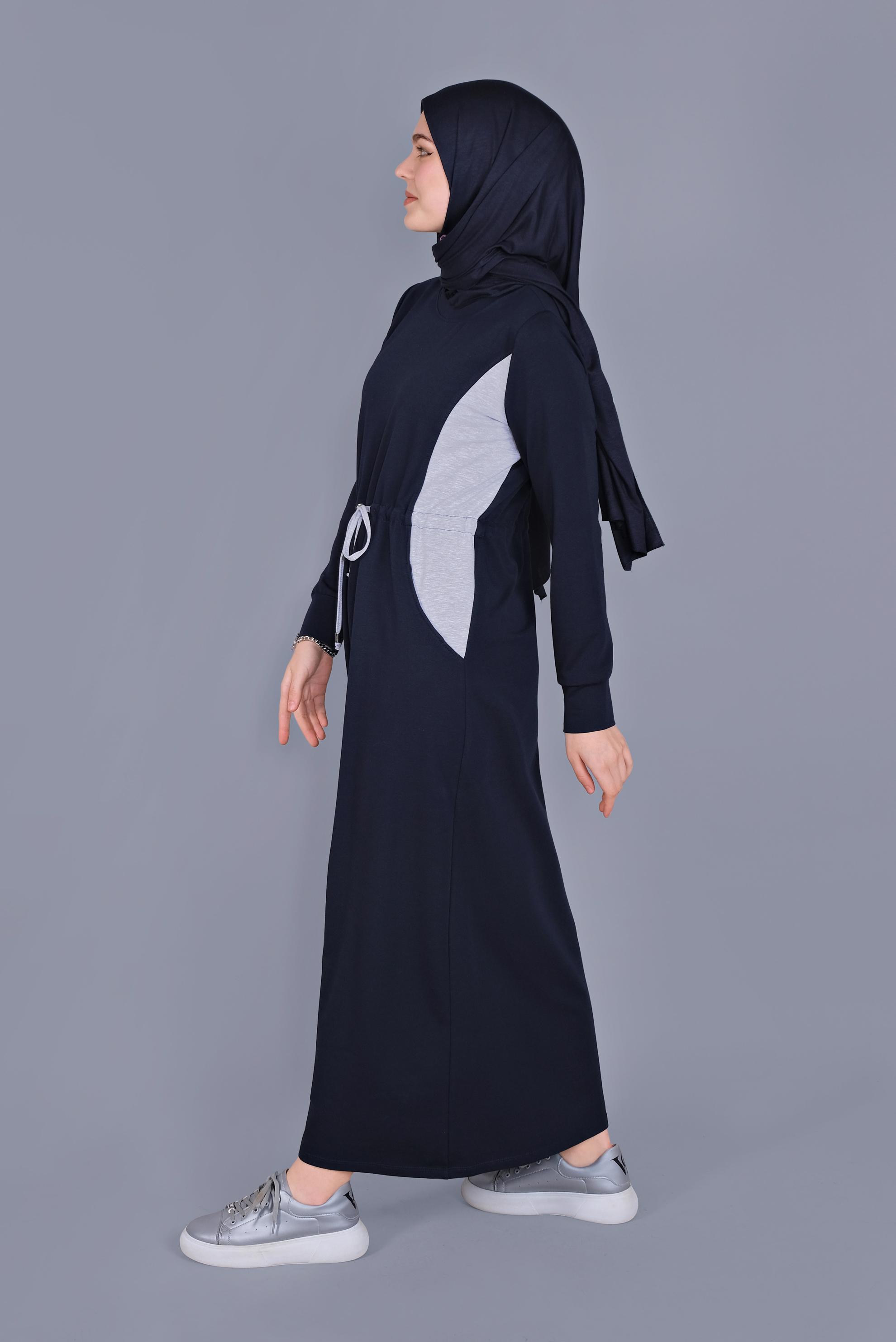 Hijab clothing NAVY BLUE TRACKSUIT DRESS 41481 