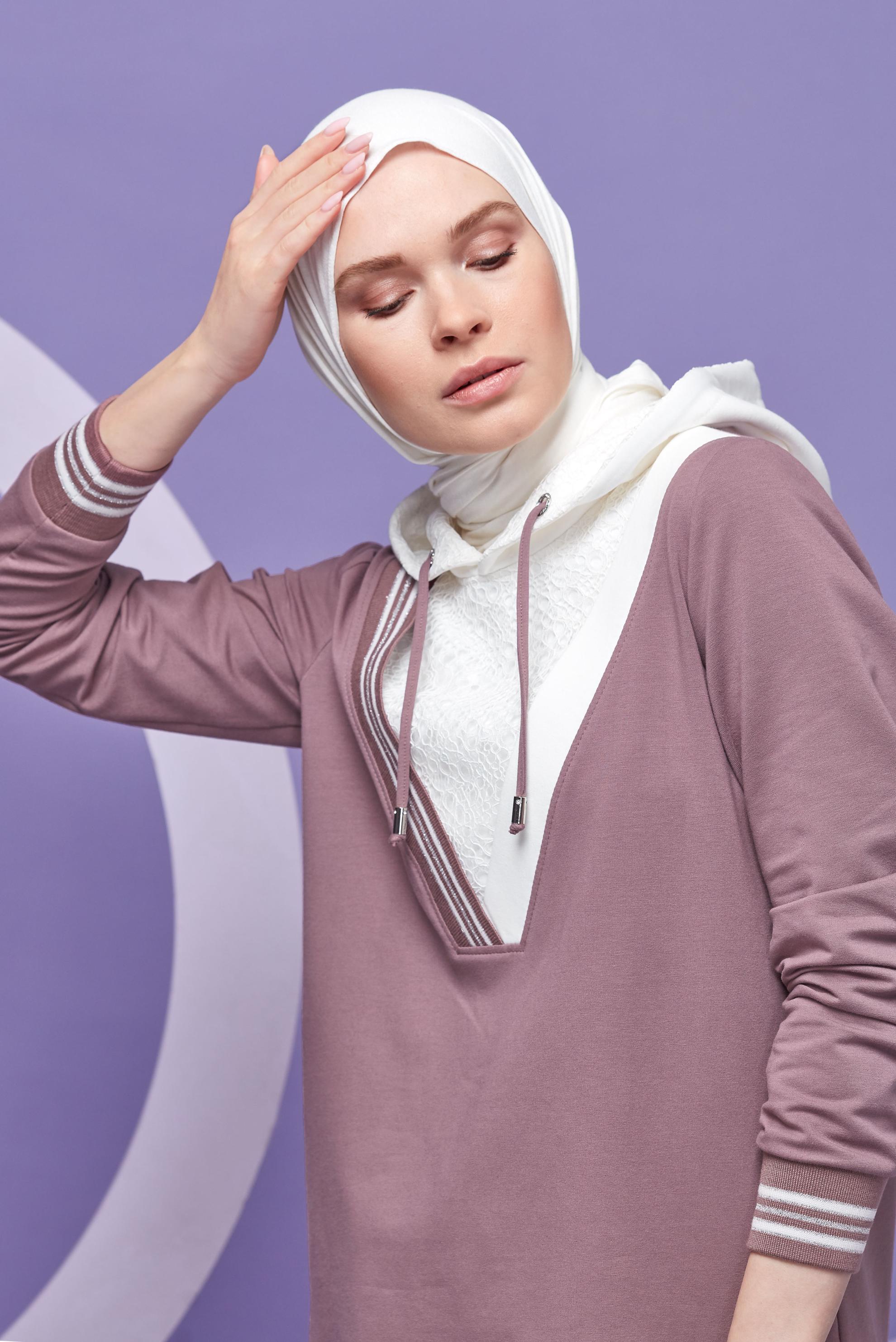 Tesettür giyim PEMBE İKİ RENK ETEKLİ EŞOFMAN TAKIM 41483 