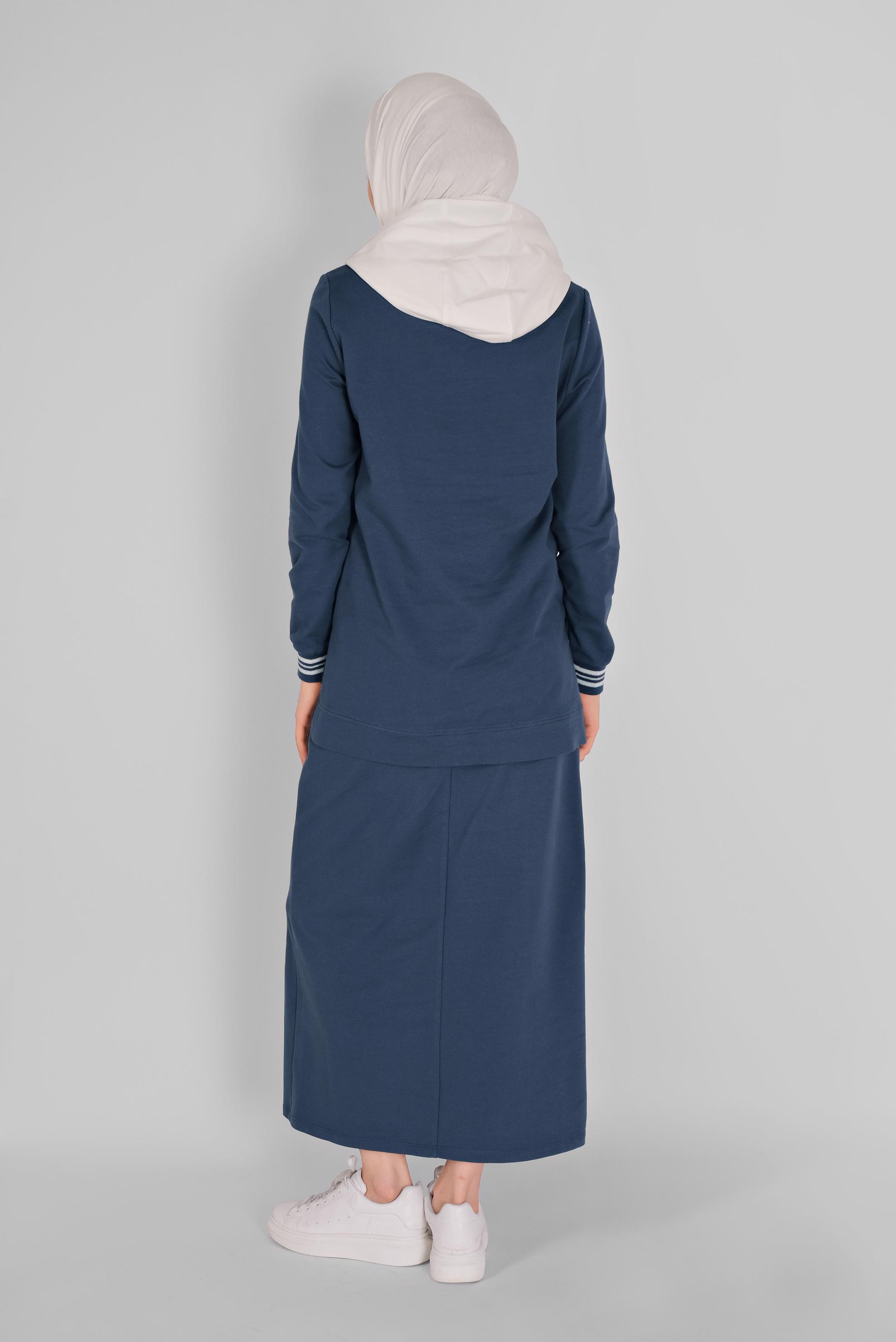 Tesettür giyim LACİVERT İKİ RENK ETEKLİ EŞOFMAN TAKIM 41483 