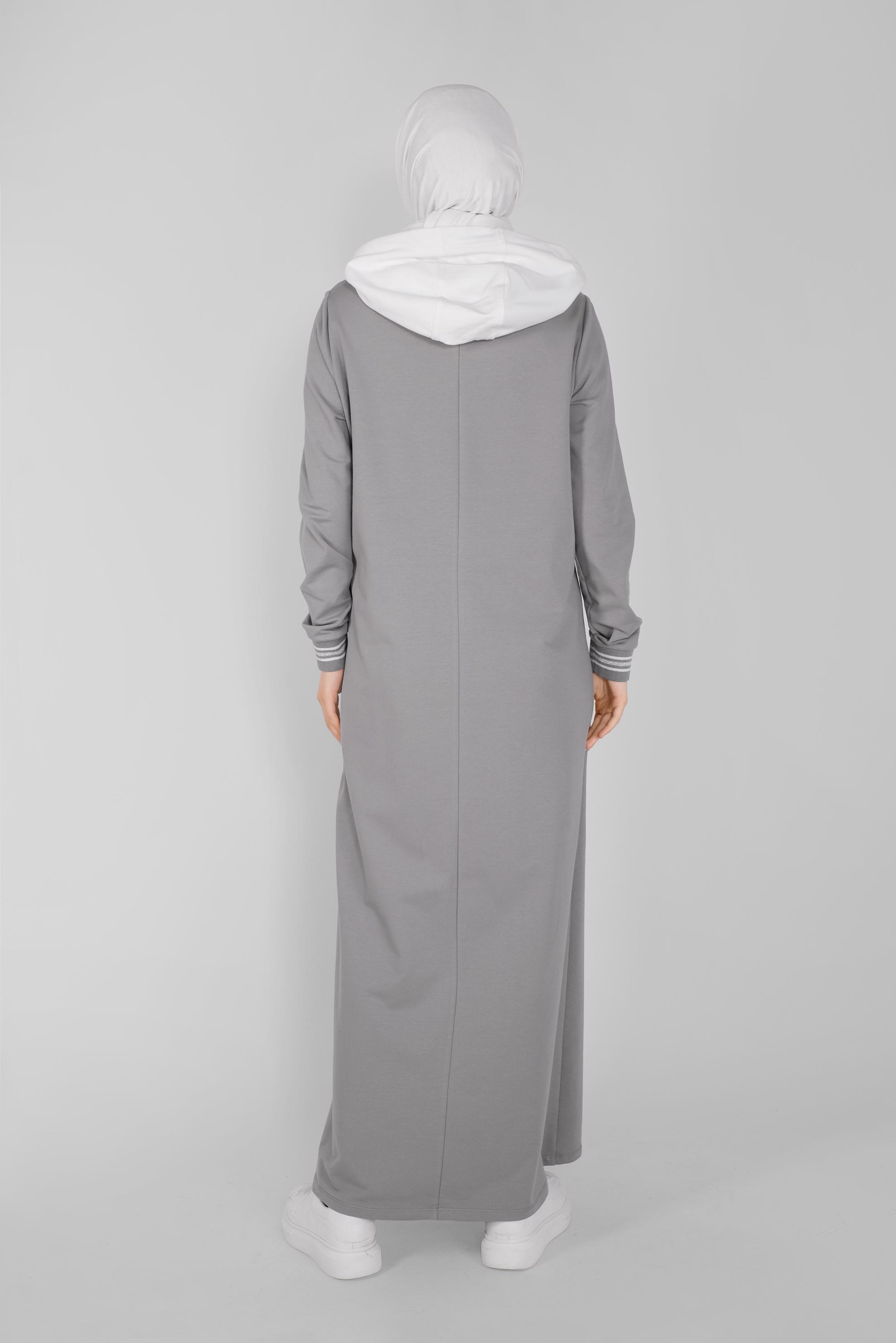 Hijab clothing GREY HOODED TRACKSUIT DRESS 41514 