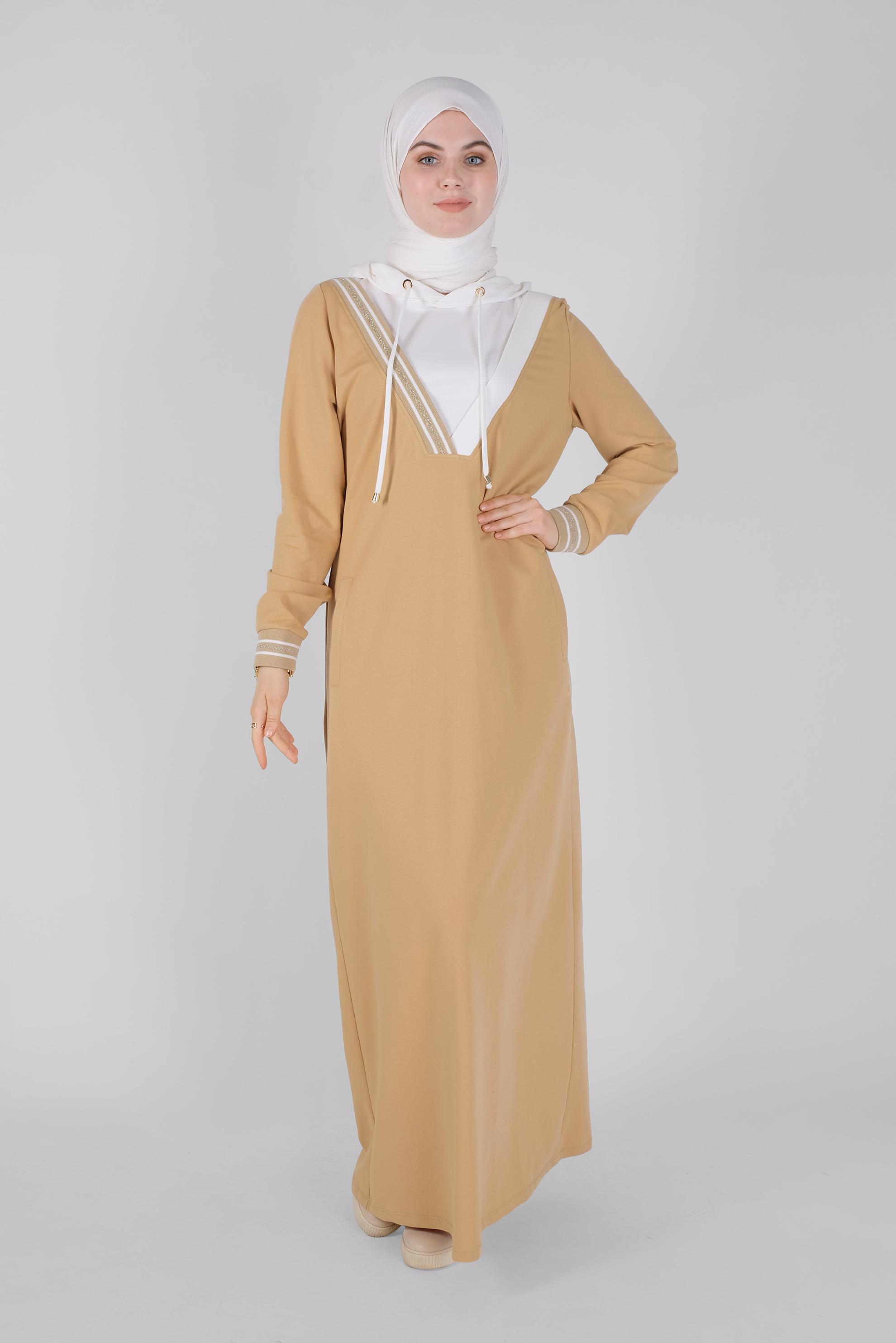 Vêtements hijab BRUN ROBE DE SURVÊTEMENT À CAPUCHE 41514 