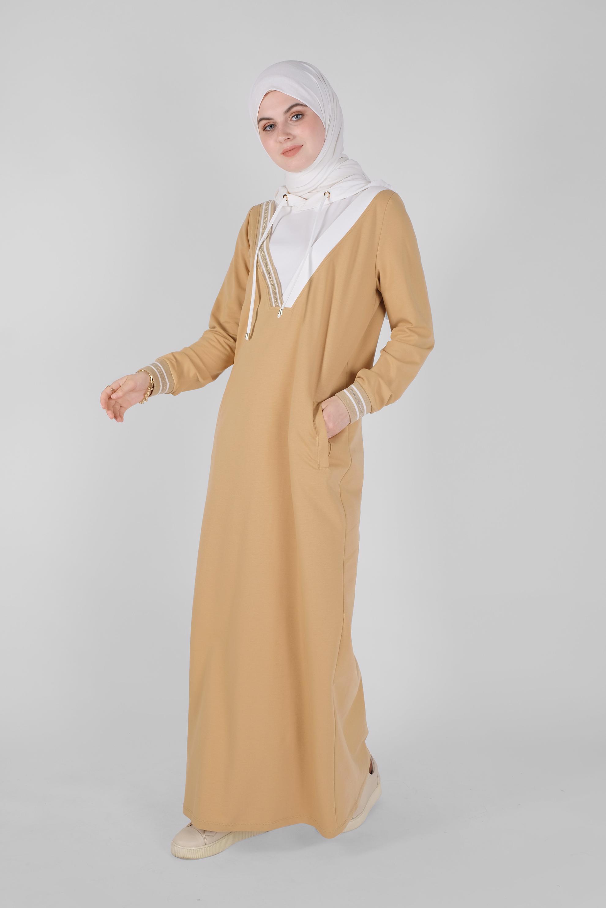 Vêtements hijab BRUN ROBE DE SURVÊTEMENT À CAPUCHE 41514 