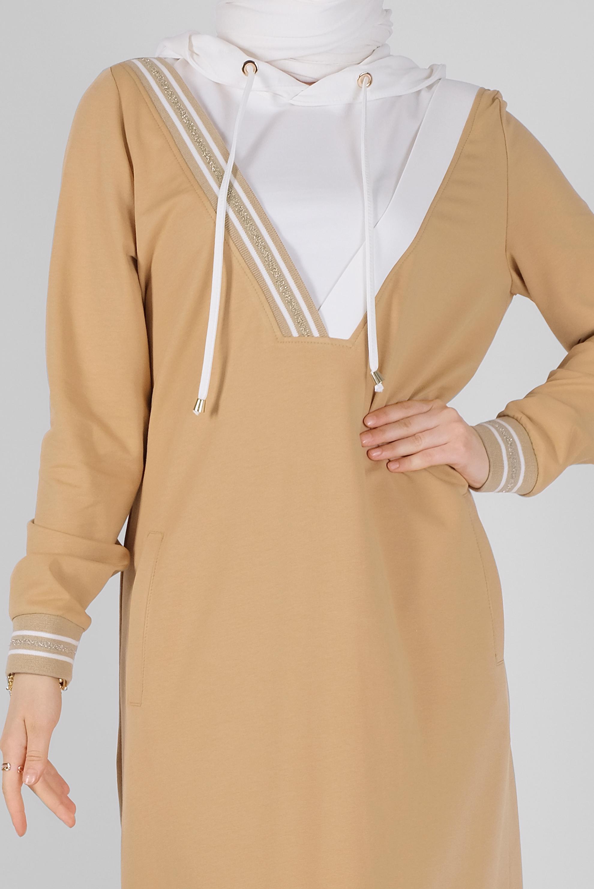 Vêtements hijab BRUN ROBE DE SURVÊTEMENT À CAPUCHE 41514 