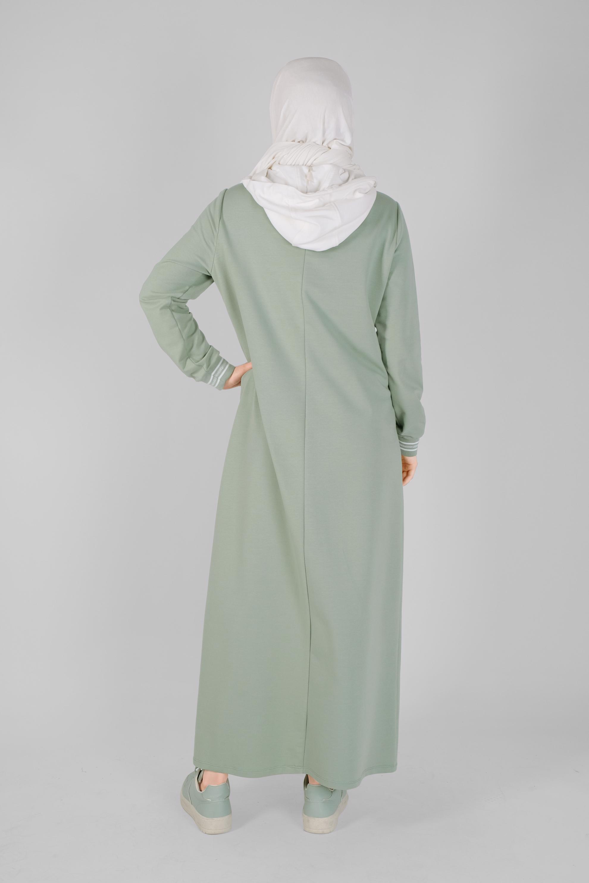 Hijab clothing GREEN HOODED TRACKSUIT DRESS 41514 