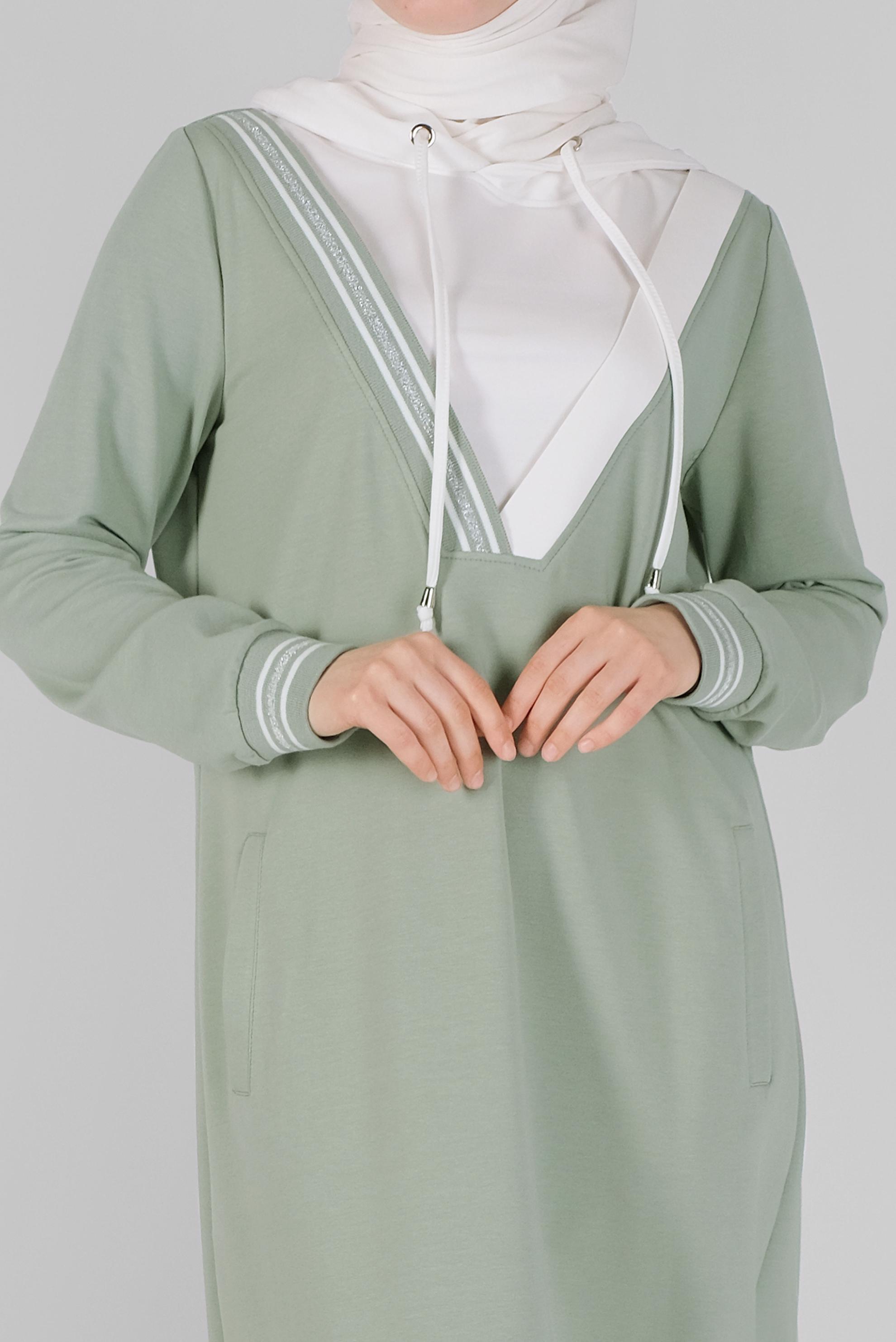 Hijab clothing GREEN HOODED TRACKSUIT DRESS 41514 
