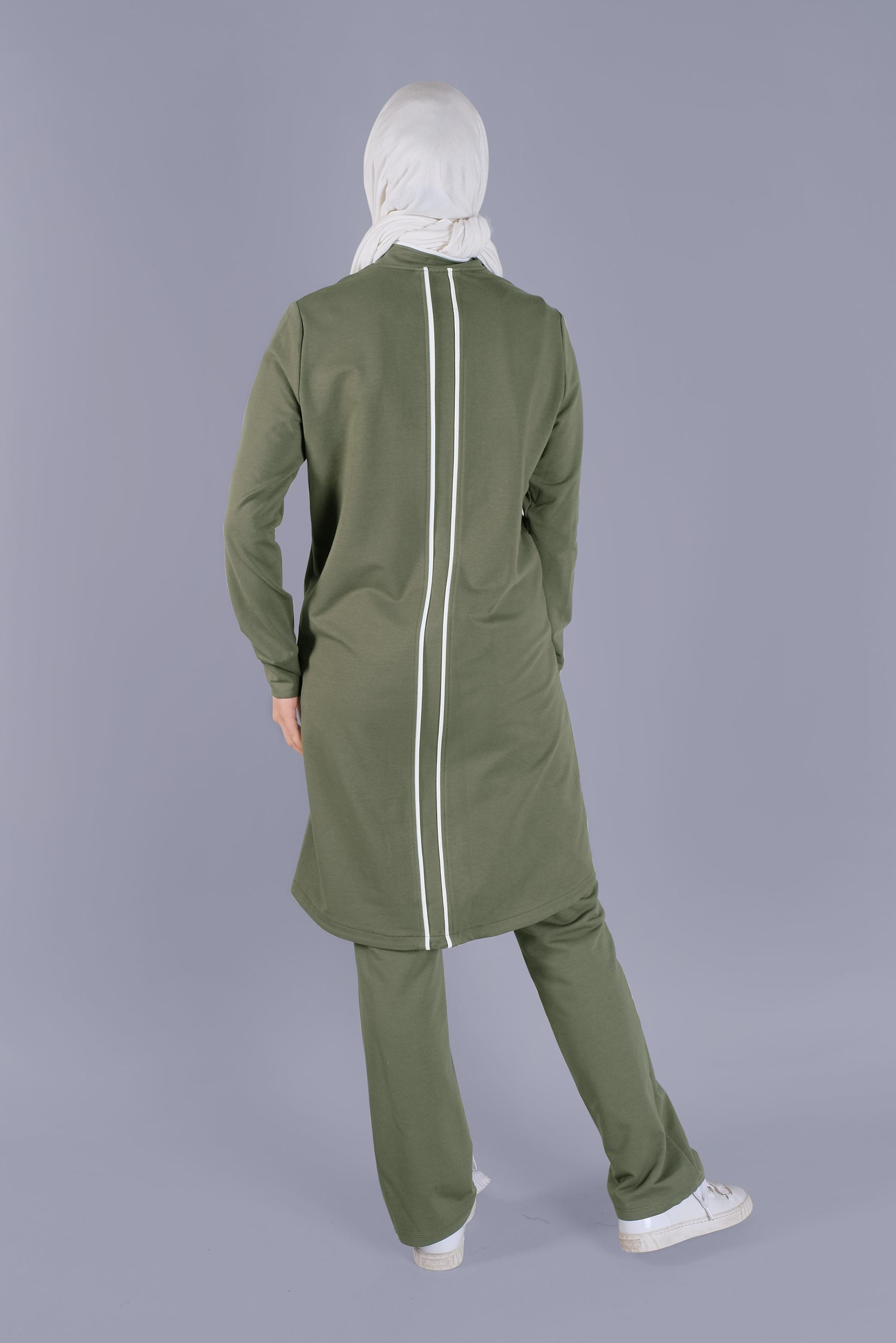 Vêtements hijab KAKI ENSEMBLE DE SURVÊTEMENT 2 PIÈCES AVEC FERMETURE ÉCLAIR 41515