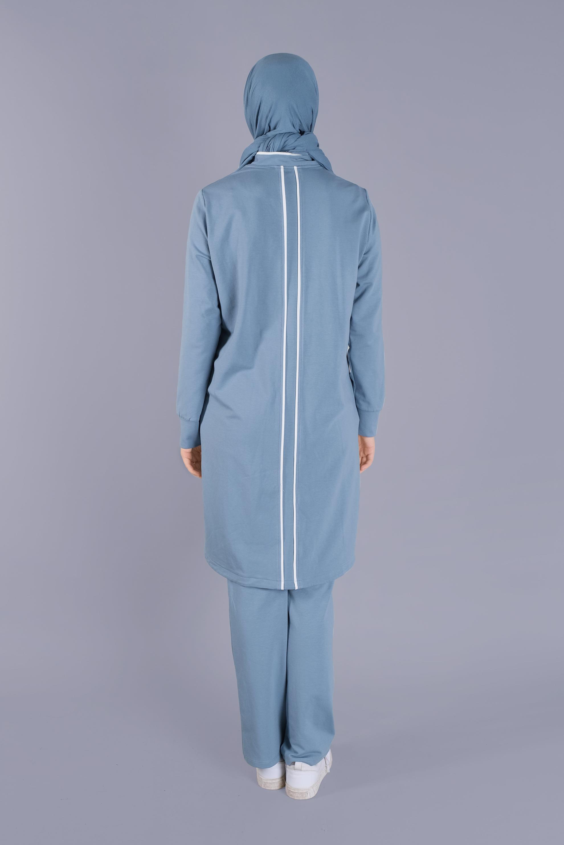 Tesettür giyim MAVİ FERMUAR DETAYLI İKİLİ PANT. EŞOFMAN TAKIMI 41515 