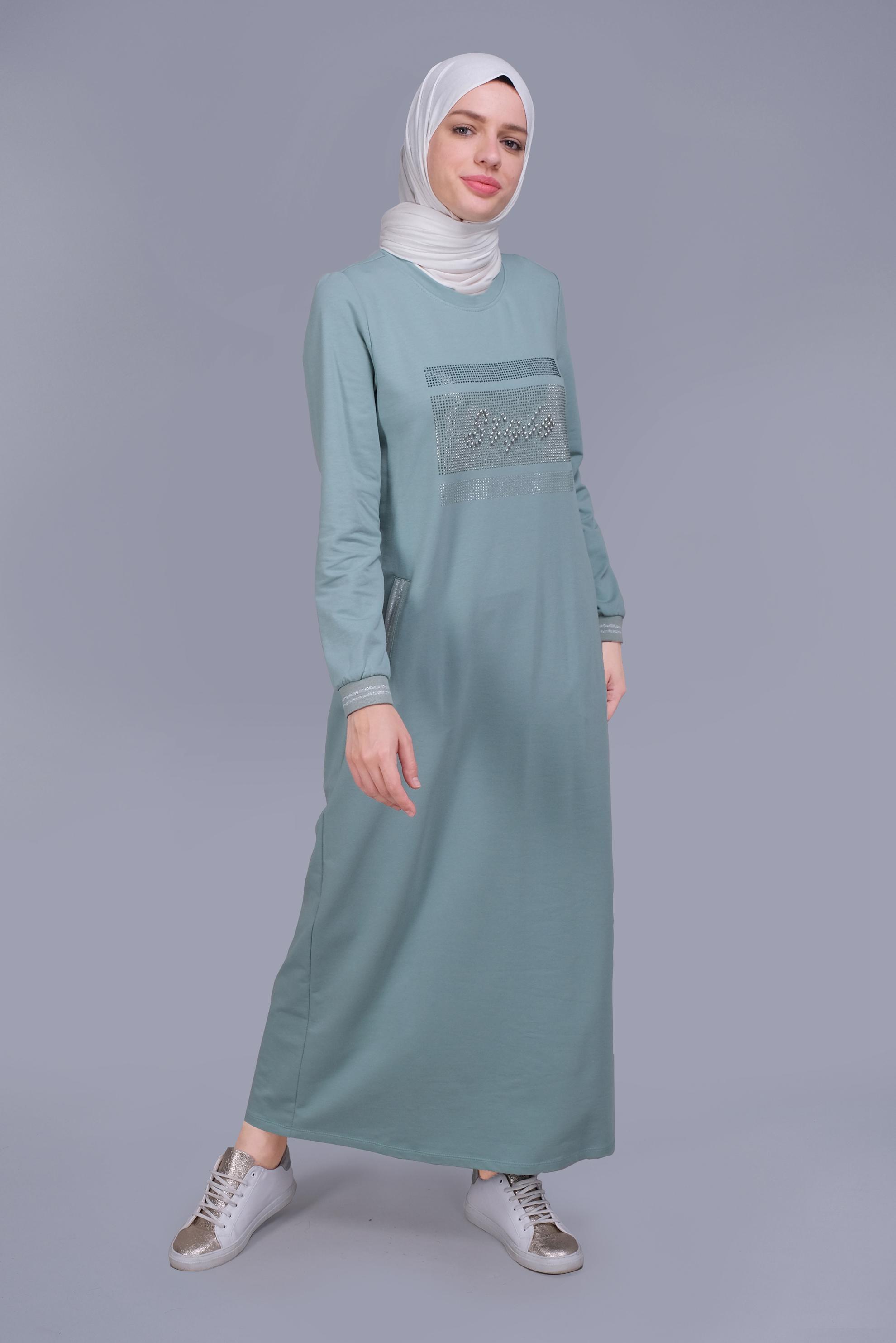 Hijab clothing BLUE BEADED TRACKSUIT DRESS 41570 