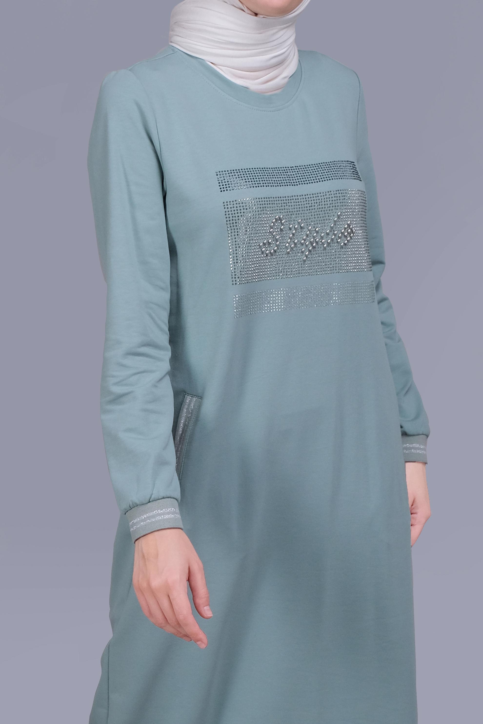 Hijab clothing BLUE BEADED TRACKSUIT DRESS 41570 