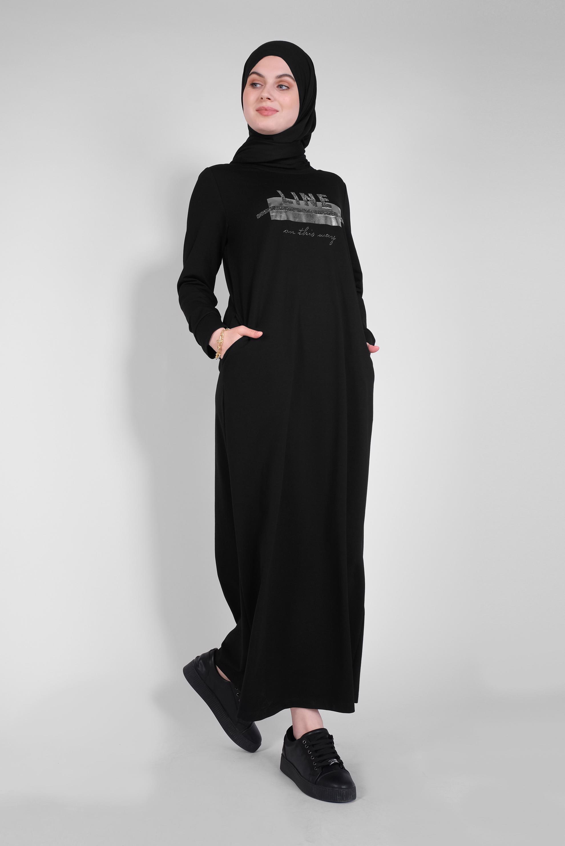 Hijab clothing BLACK STONE PRINTED TRACKSUIT DRESS 41571 