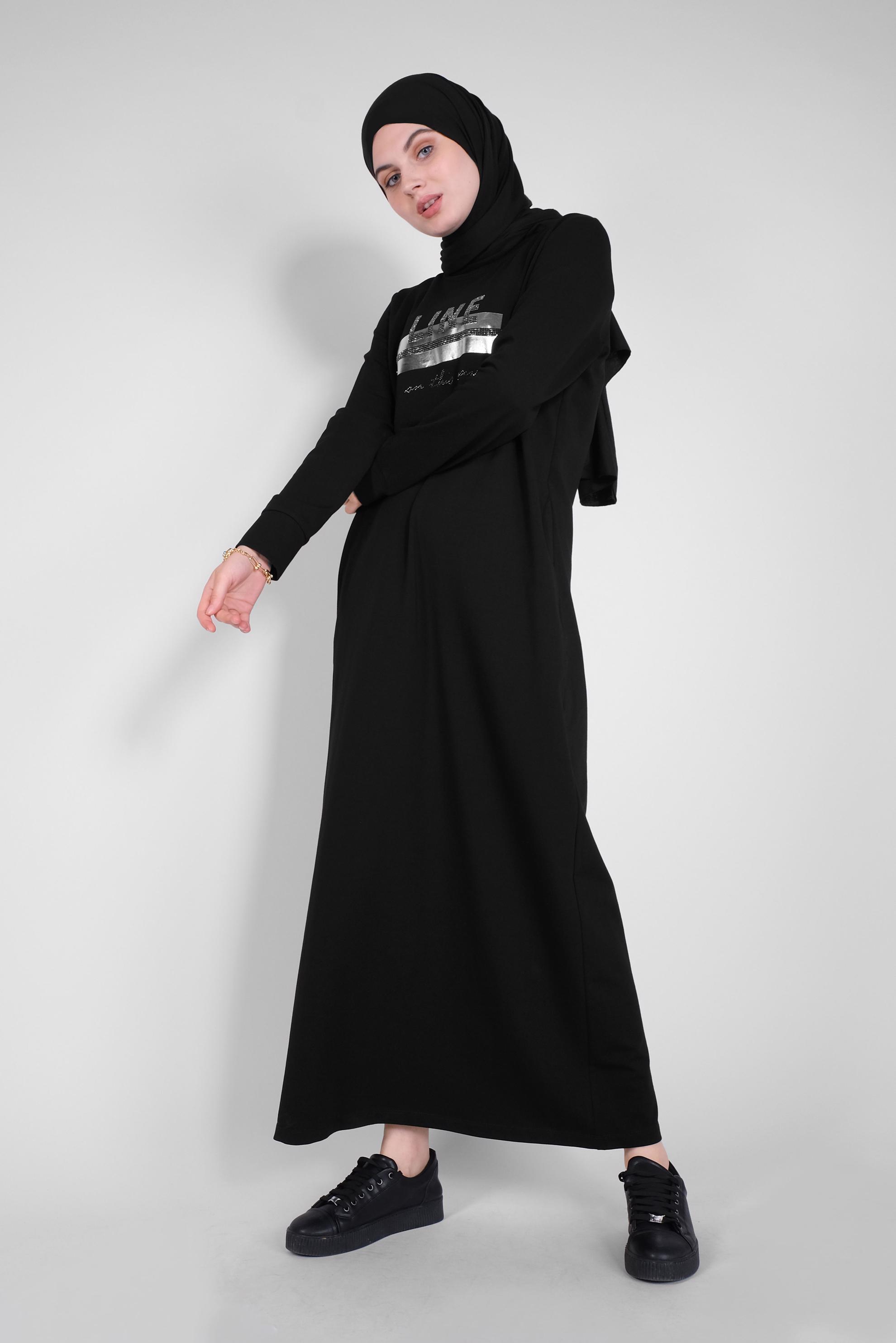 Hijab clothing BLACK STONE PRINTED TRACKSUIT DRESS 41571 