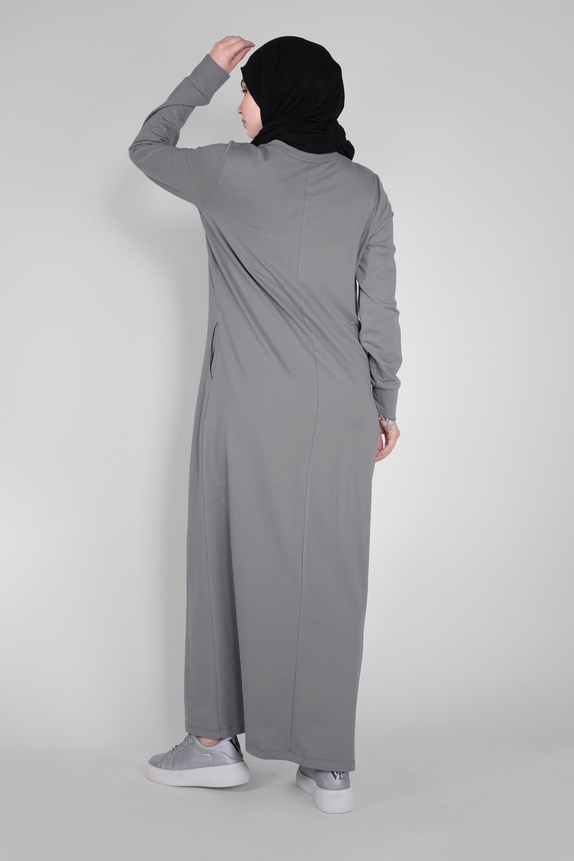 Vêtements hijab GRIS ROBE DE SURVÊTEMENT IMPRIMÉ PIERRE 41571 