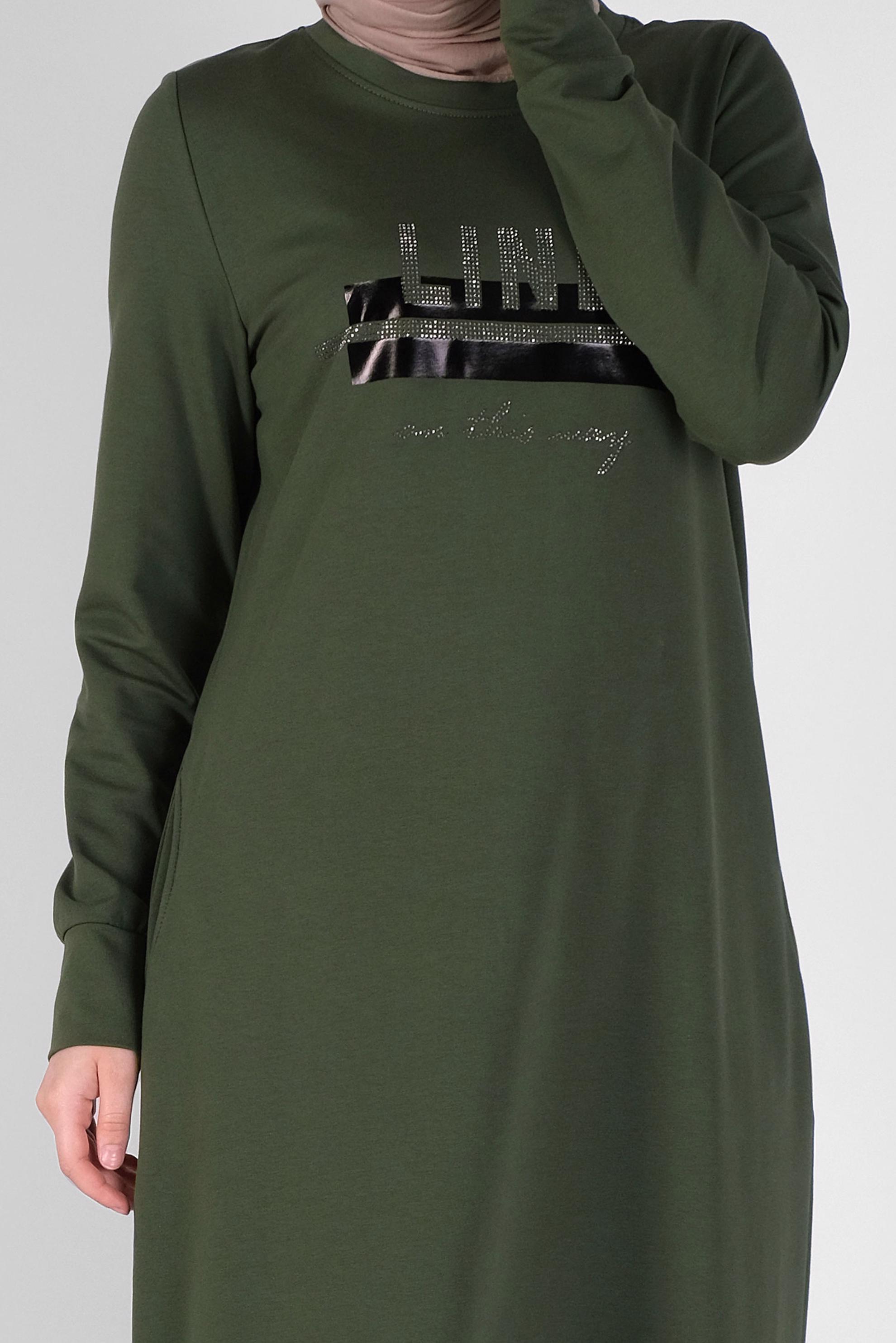 Hijab clothing KHAKI STONE PRINTED TRACKSUIT DRESS 41571 