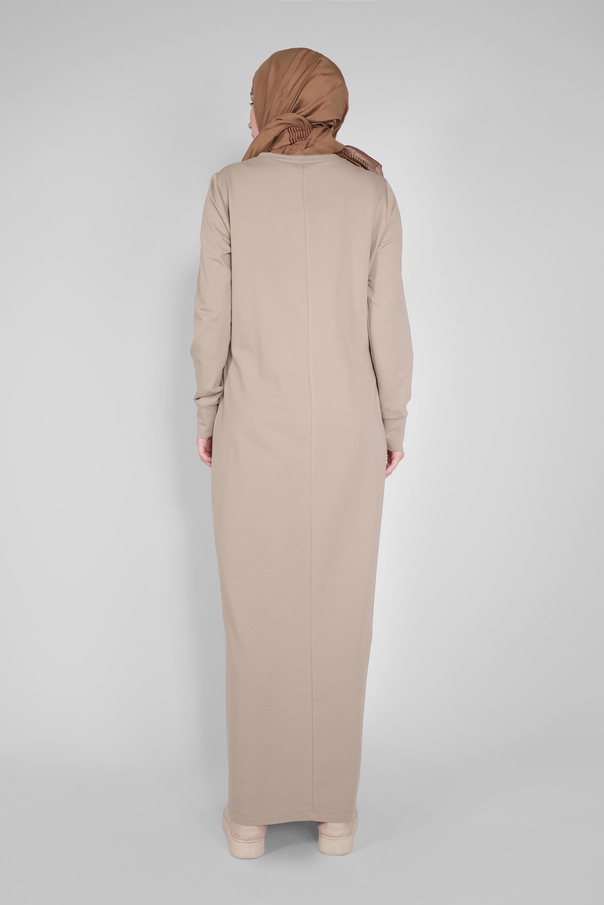 Hijab clothing BEIGE STONE PRINTED TRACKSUIT DRESS 41571 