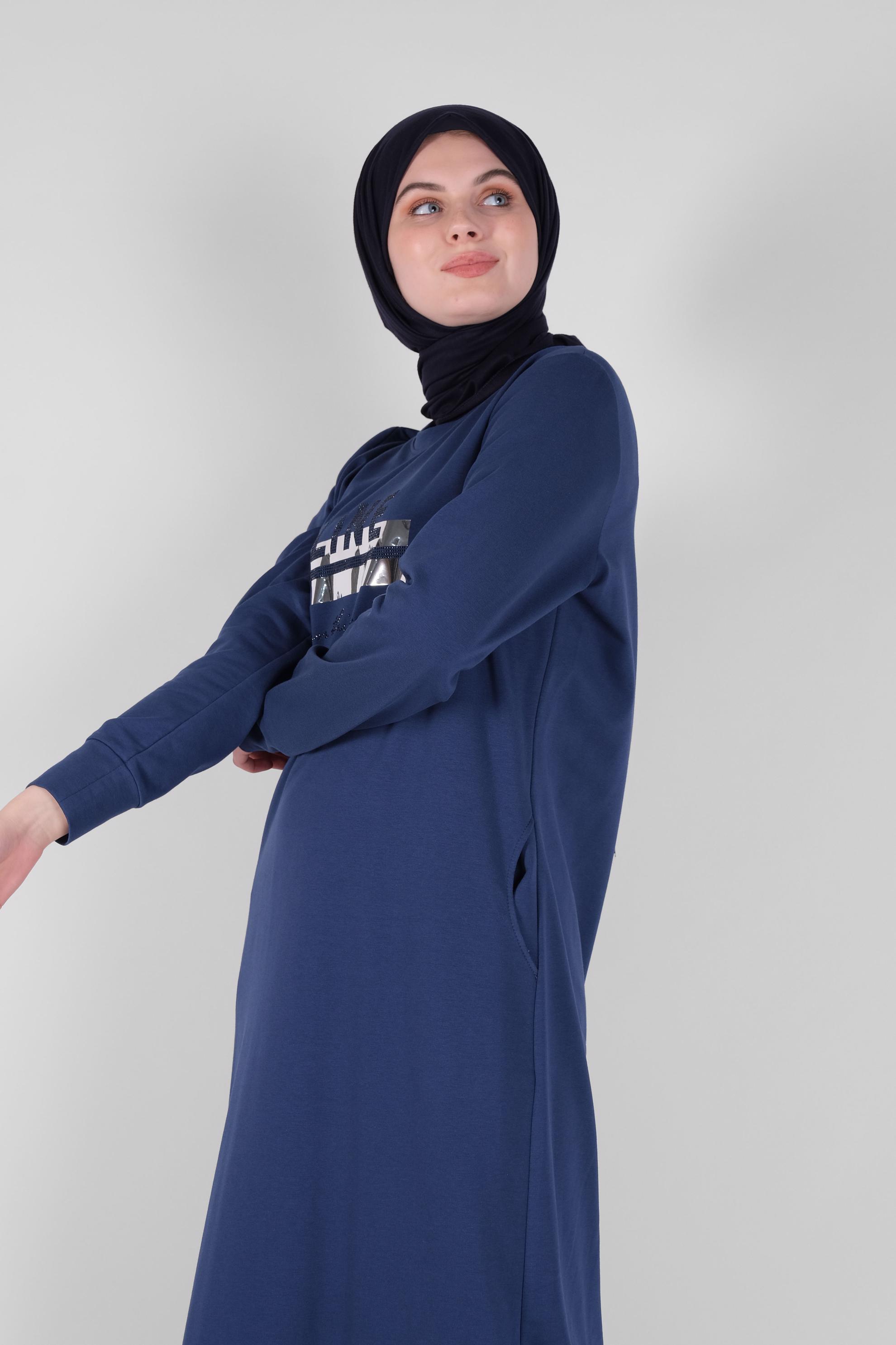Vêtements hijab BLEU MARINE ROBE DE SURVÊTEMENT IMPRIMÉ PIERRE 41571 