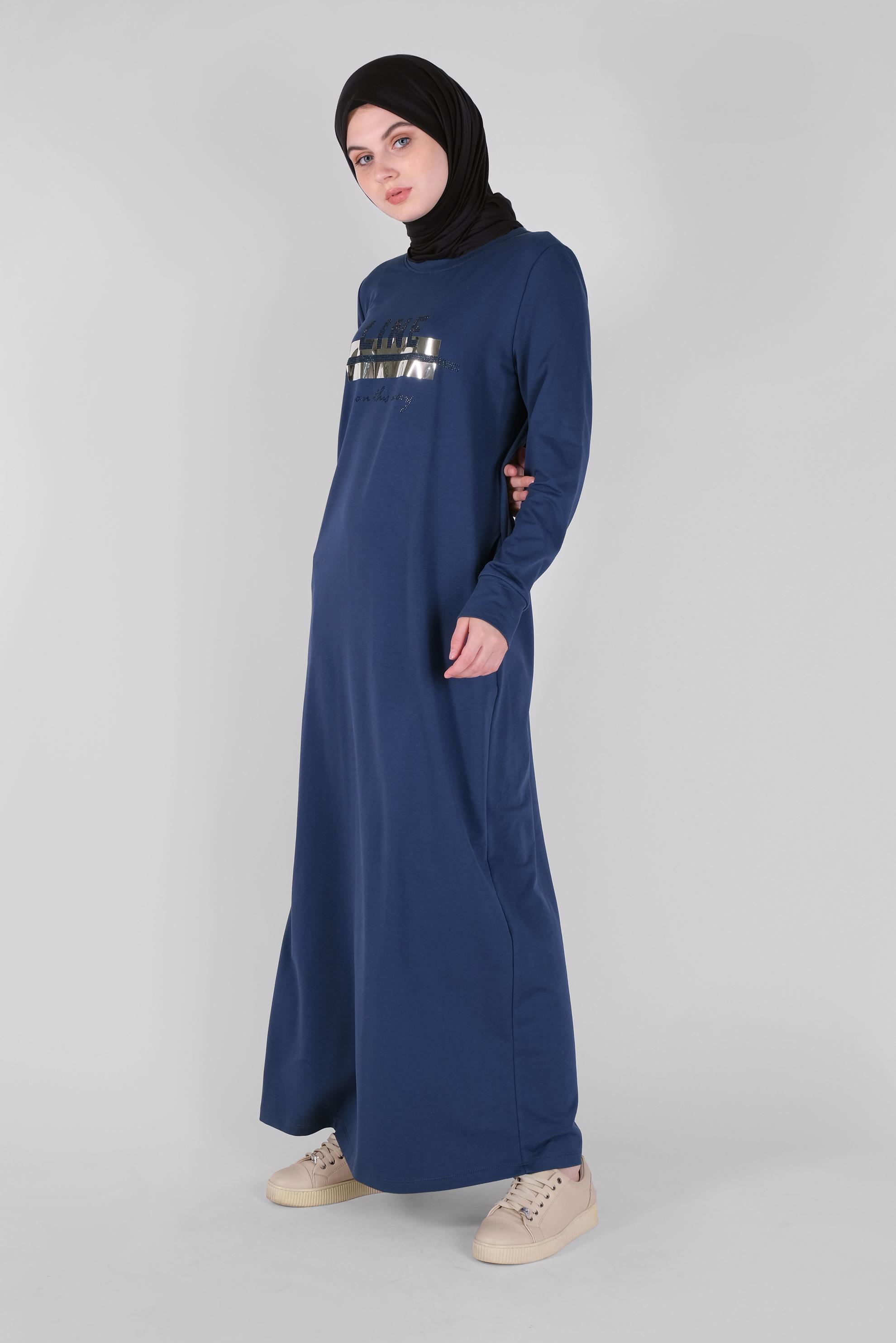 Vêtements hijab BLEU MARINE ROBE DE SURVÊTEMENT IMPRIMÉ PIERRE 41571 