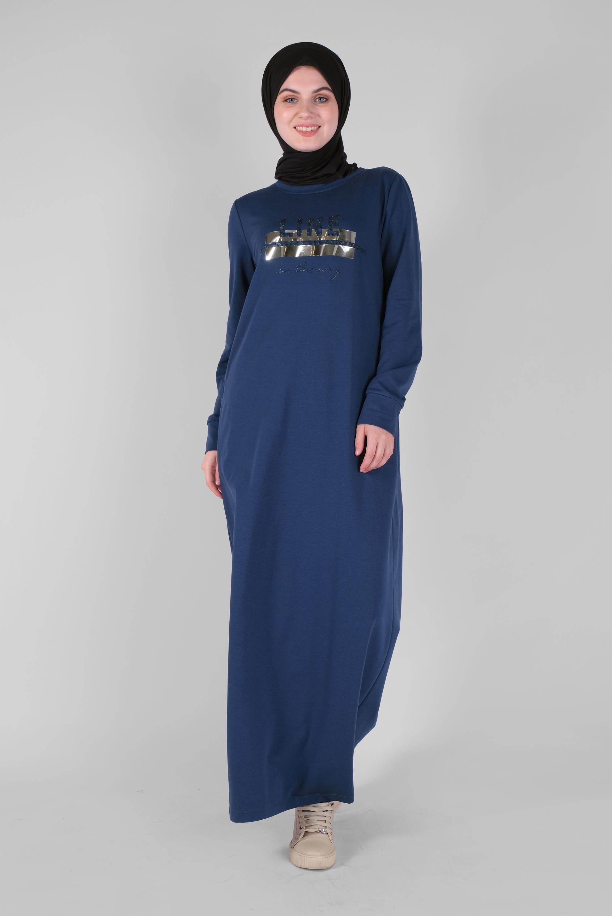 Vêtements hijab BLEU MARINE ROBE DE SURVÊTEMENT IMPRIMÉ PIERRE 41571 