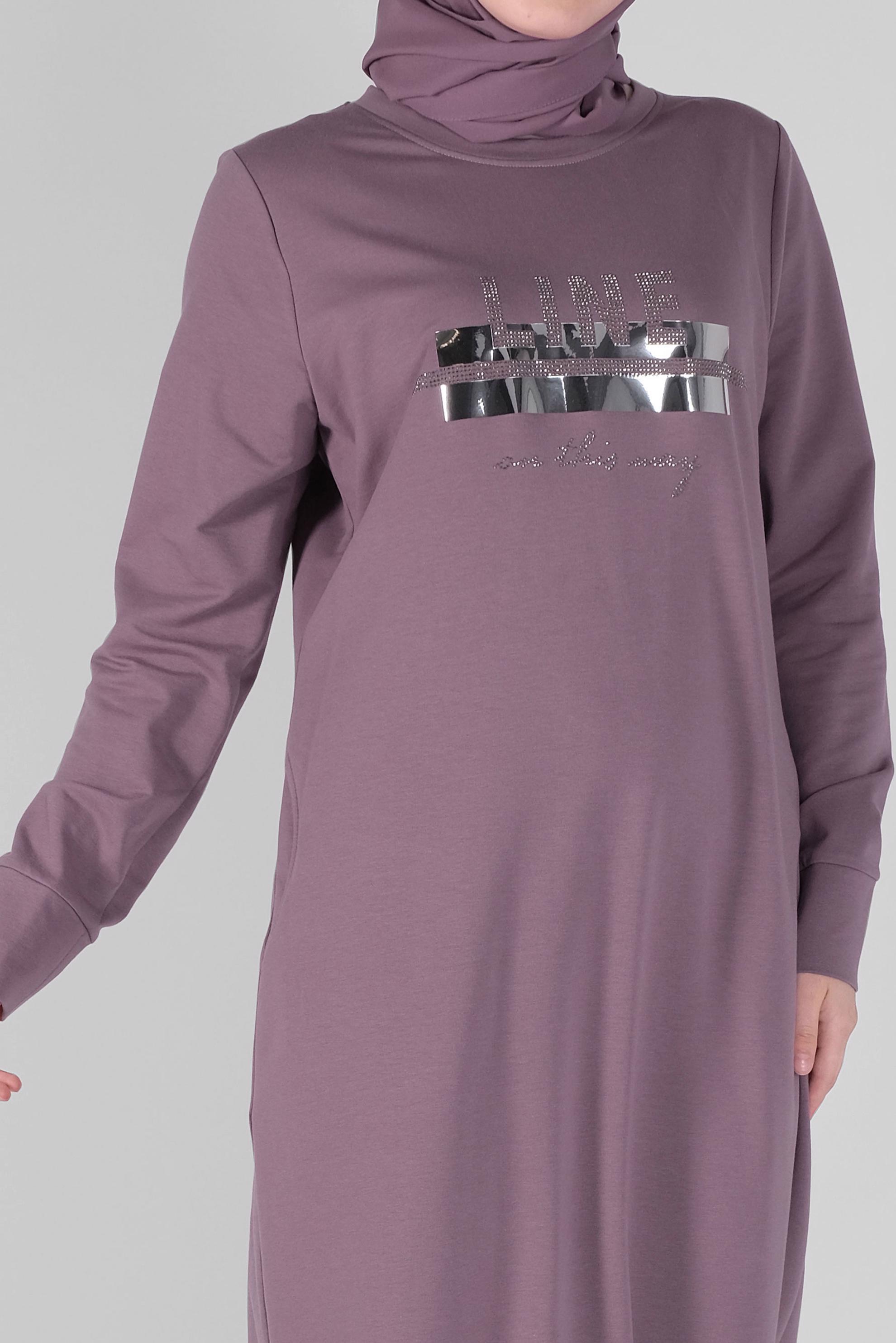 Hijab clothing PURPLE STONE PRINTED TRACKSUIT DRESS 41571 