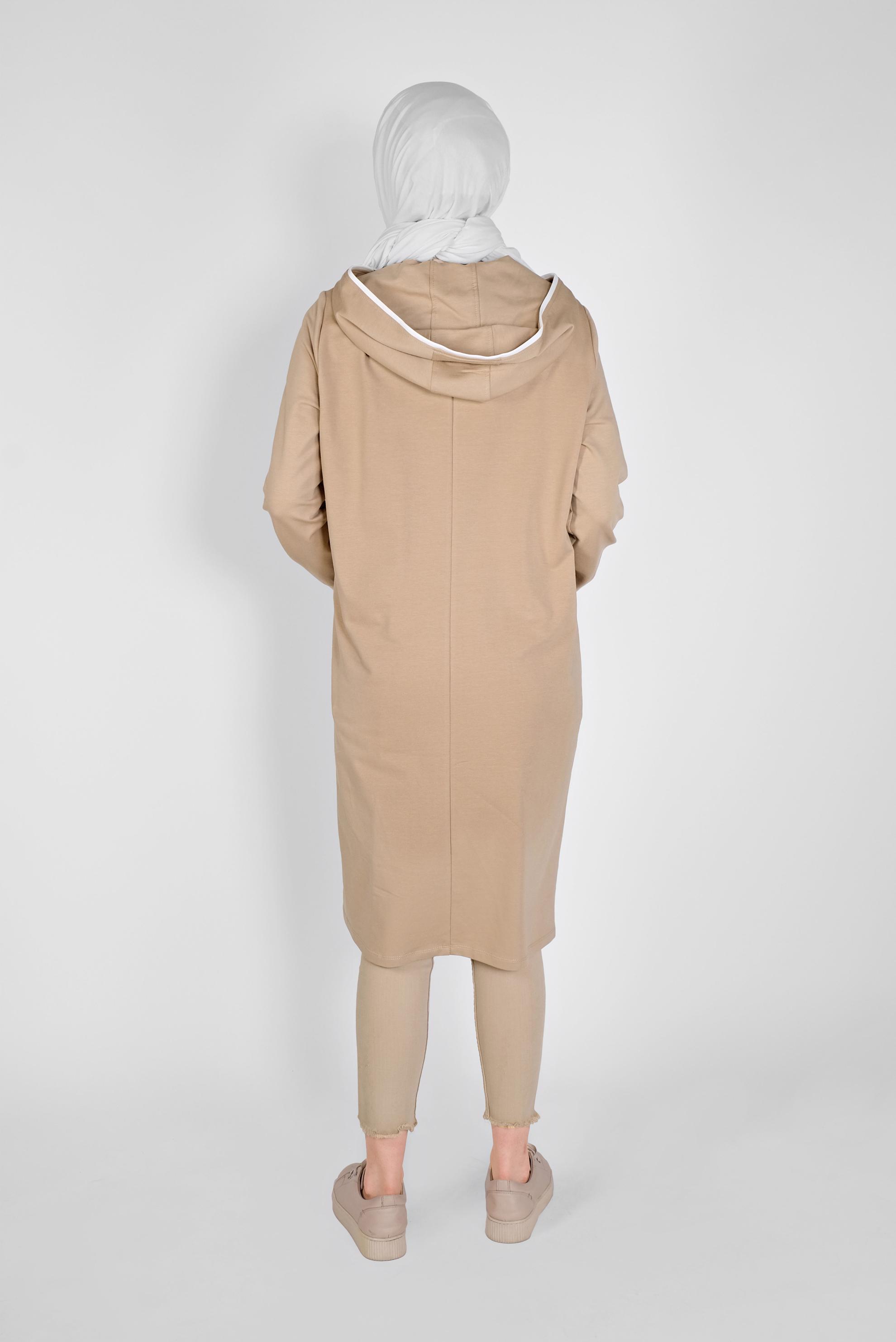 Tesettür giyim BEJ NAKIŞLI EŞOFMAN TUNİK 41573 