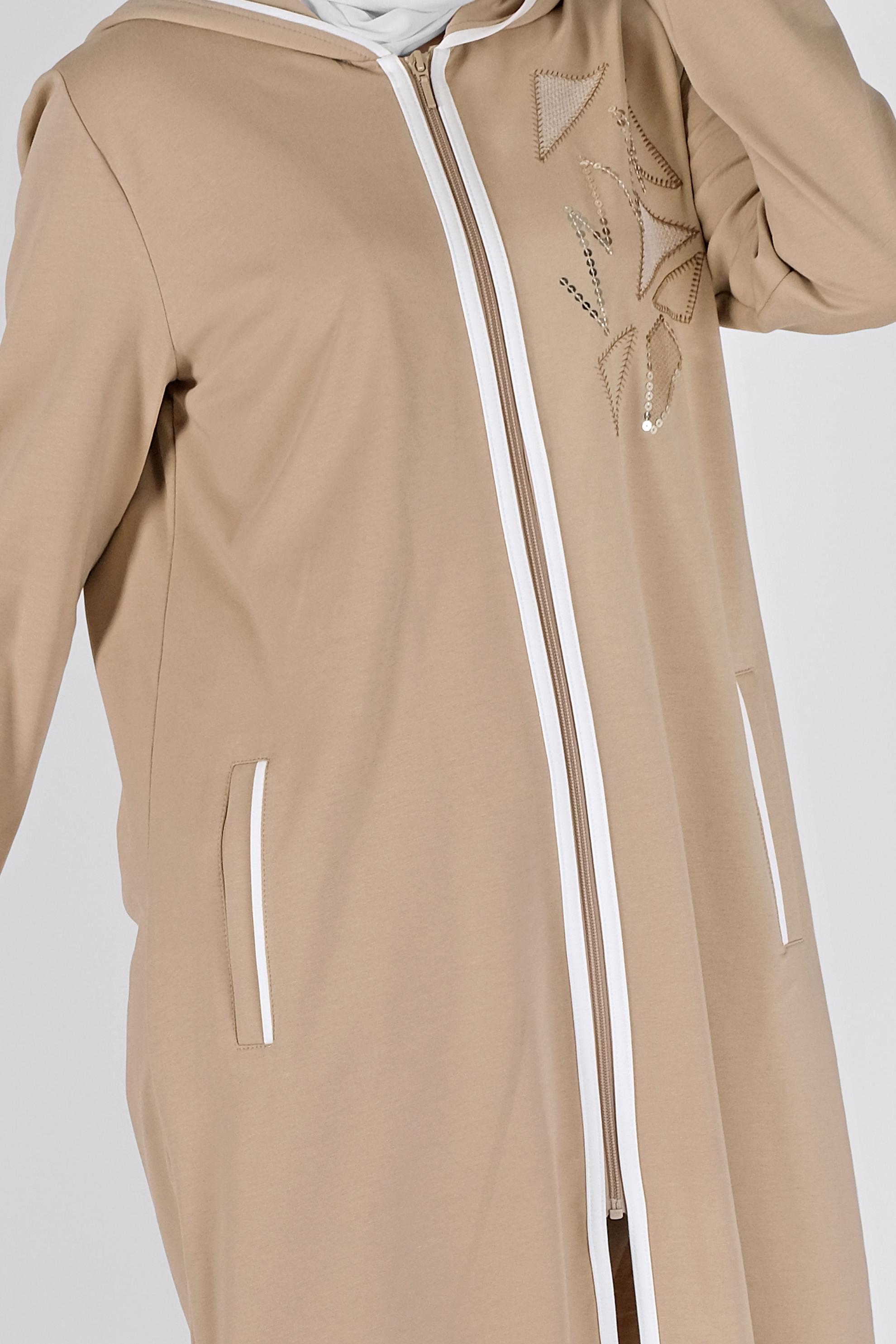 Tesettür giyim BEJ NAKIŞLI EŞOFMAN TUNİK 41573 