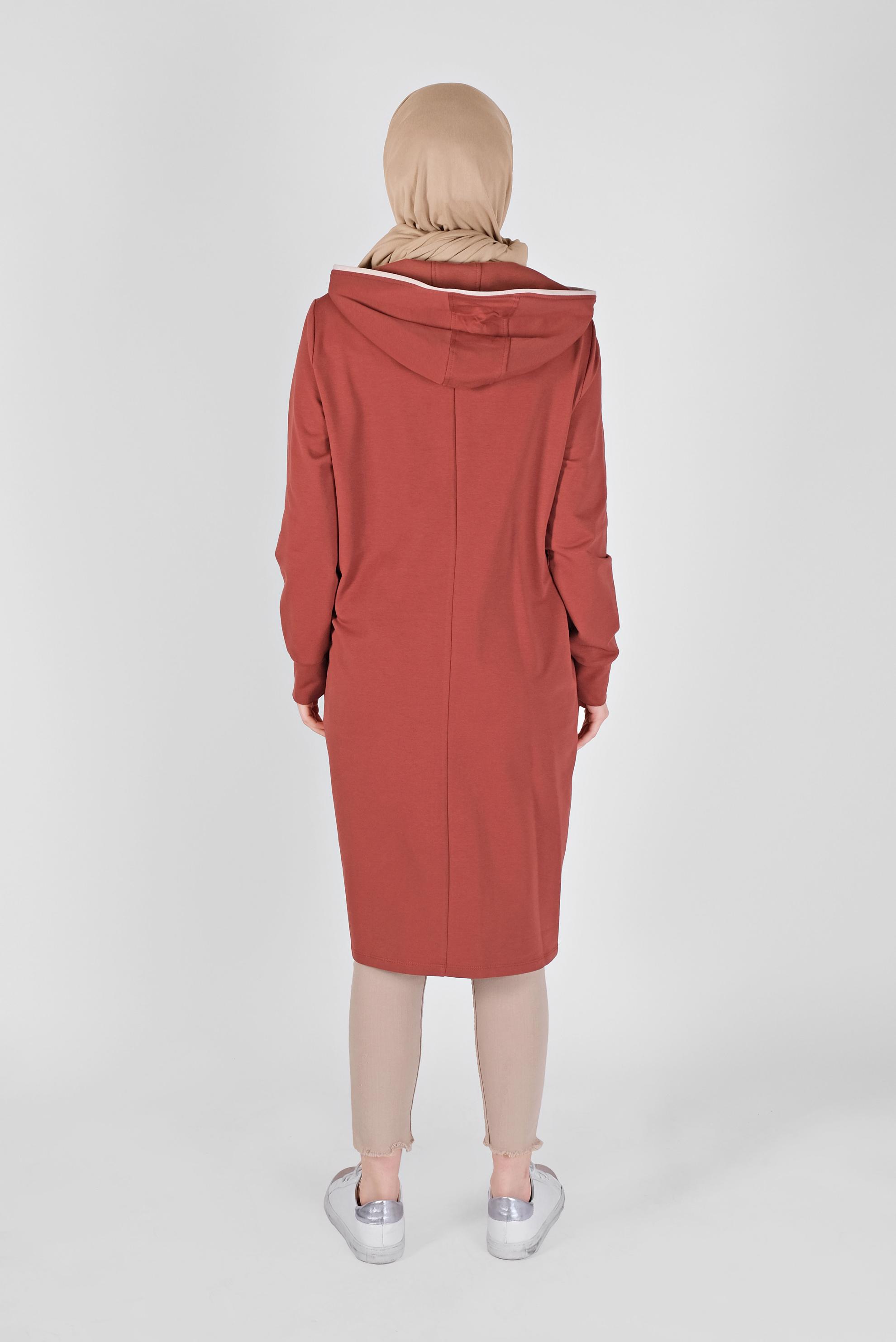 Tesettür giyim TURUNCU NAKIŞLI EŞOFMAN TUNİK 41573 