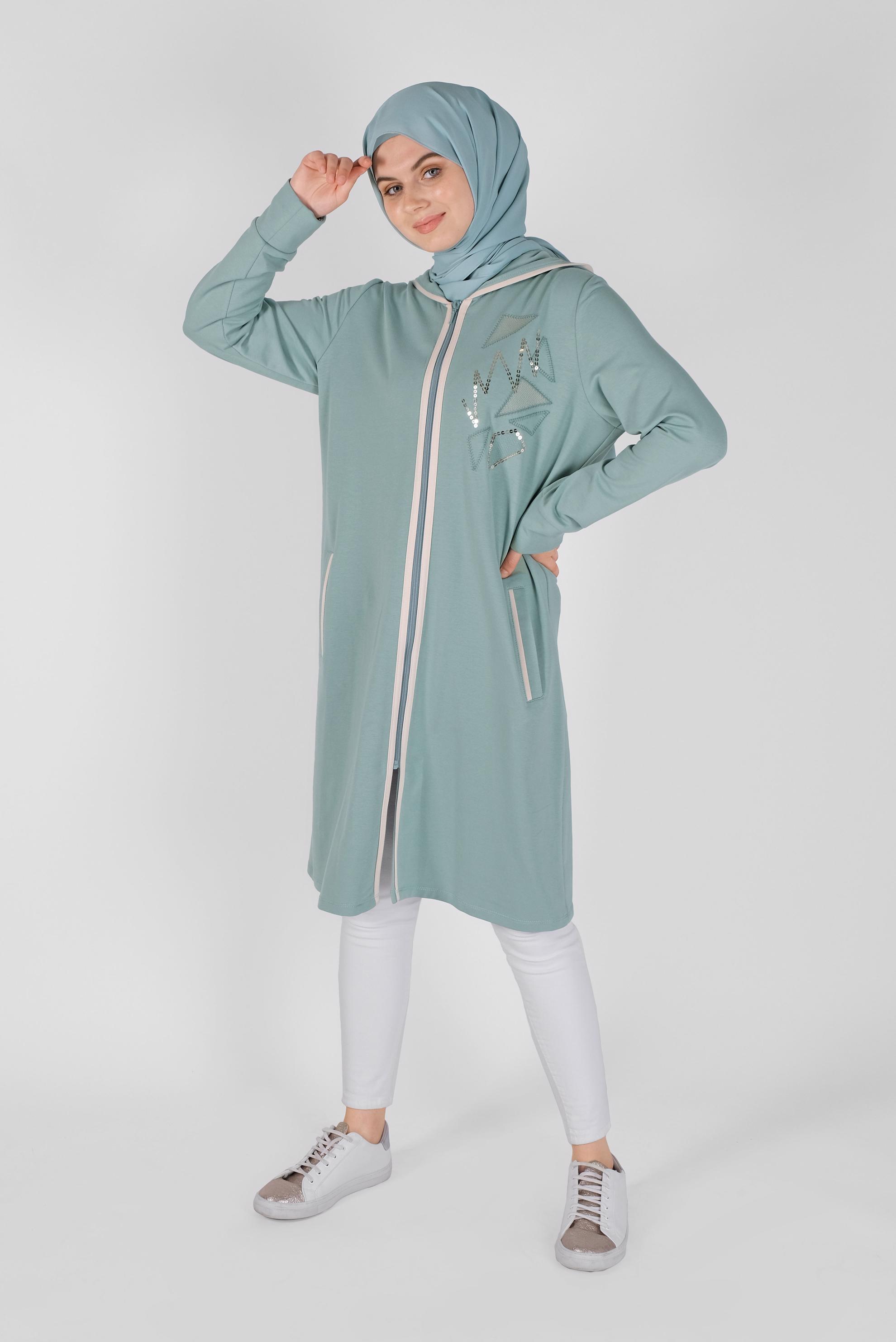 Tesettür giyim MAVİ NAKIŞLI EŞOFMAN TUNİK 41573 