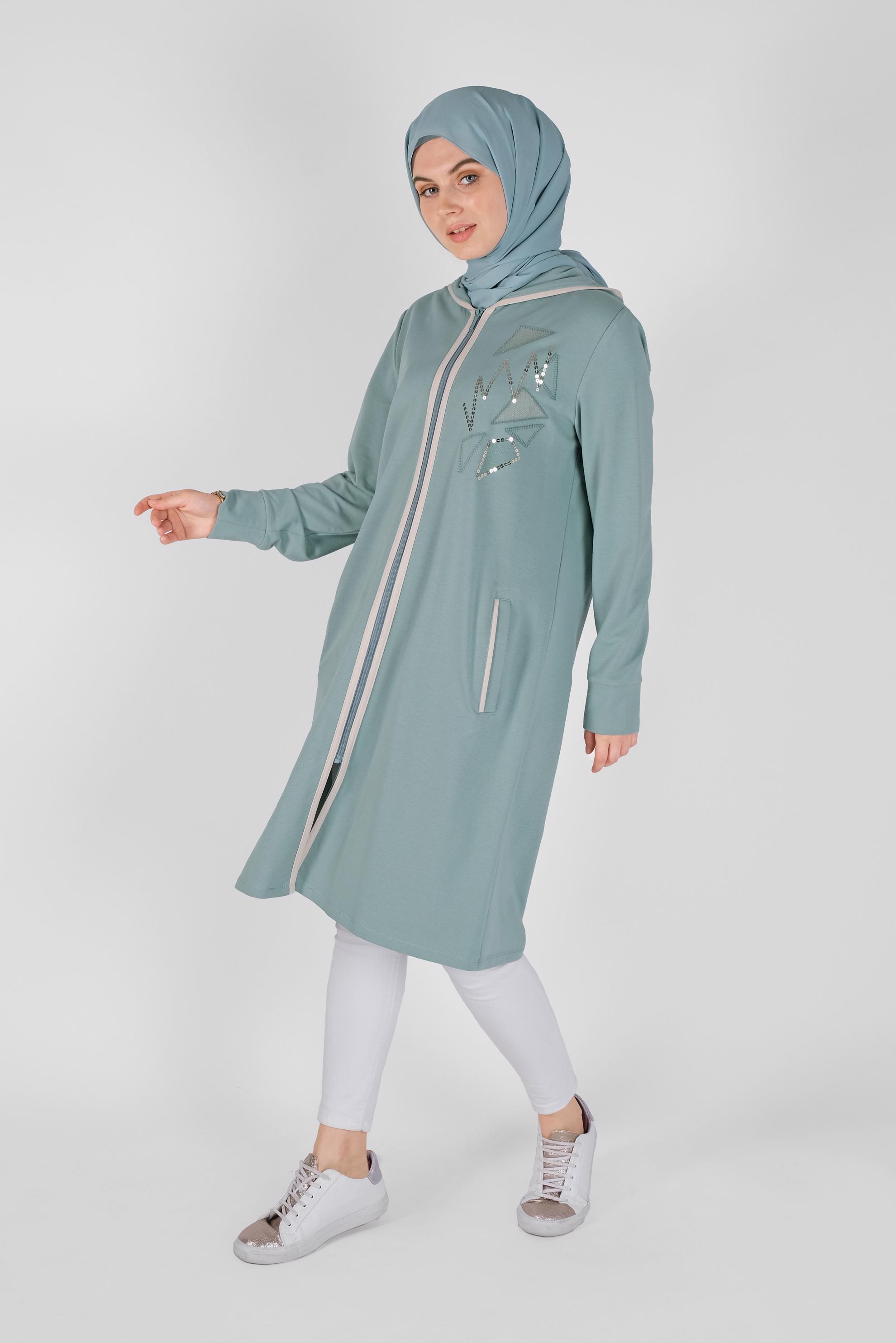 Tesettür giyim MAVİ NAKIŞLI EŞOFMAN TUNİK 41573 