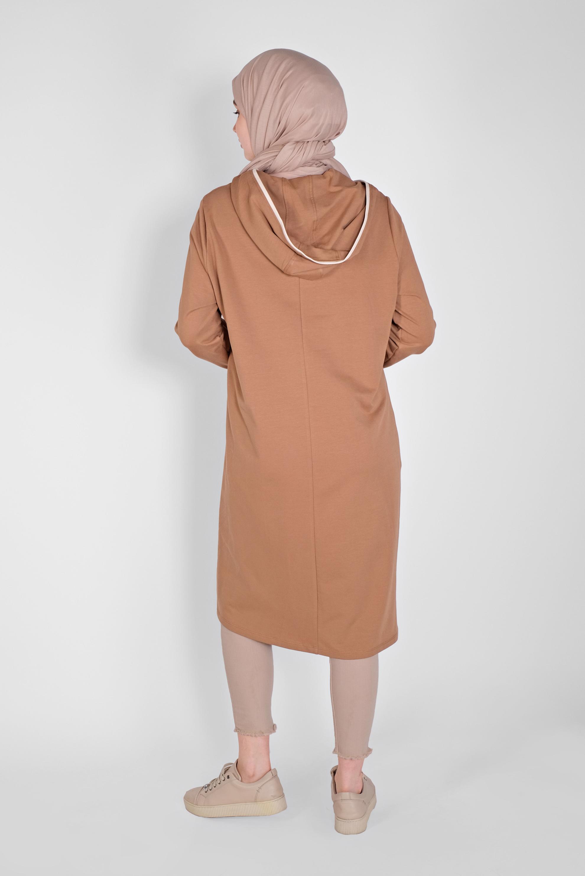 Tesettür giyim KAHVE NAKIŞLI EŞOFMAN TUNİK 41573 