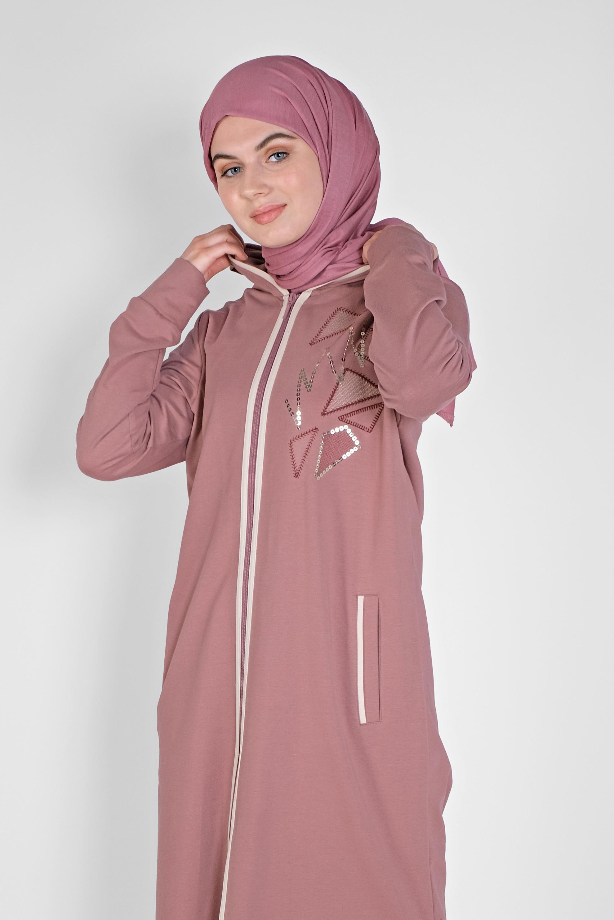 Tesettür giyim PEMBE NAKIŞLI EŞOFMAN TUNİK 41573 