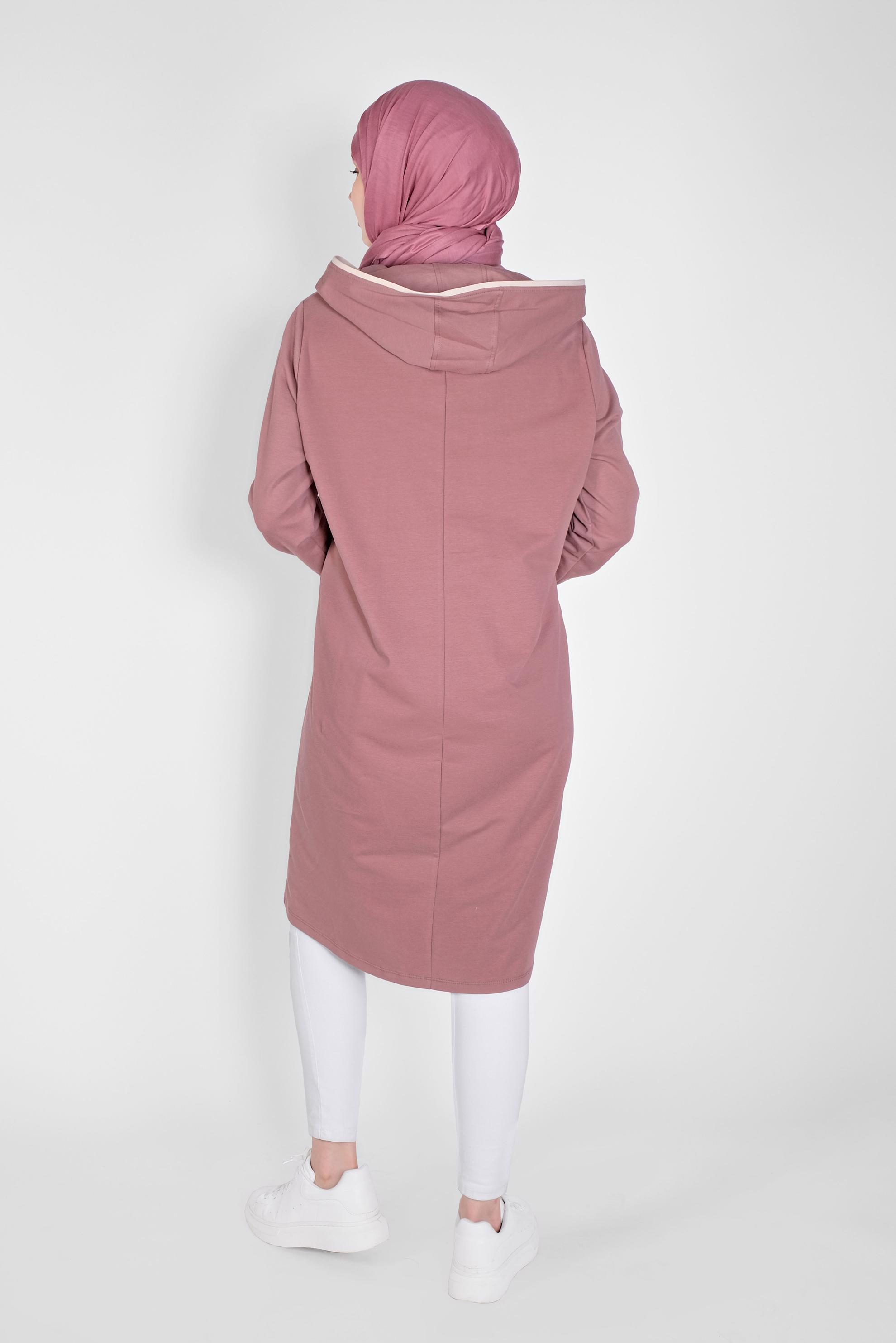 Tesettür giyim PEMBE NAKIŞLI EŞOFMAN TUNİK 41573 