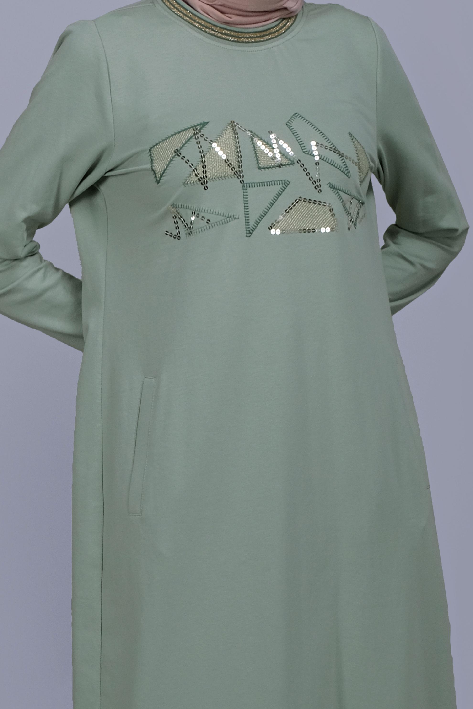 Vêtements hijab VERT ROBE DE SURVÊTEMENT BRODÉE À PAILLETTES 41612