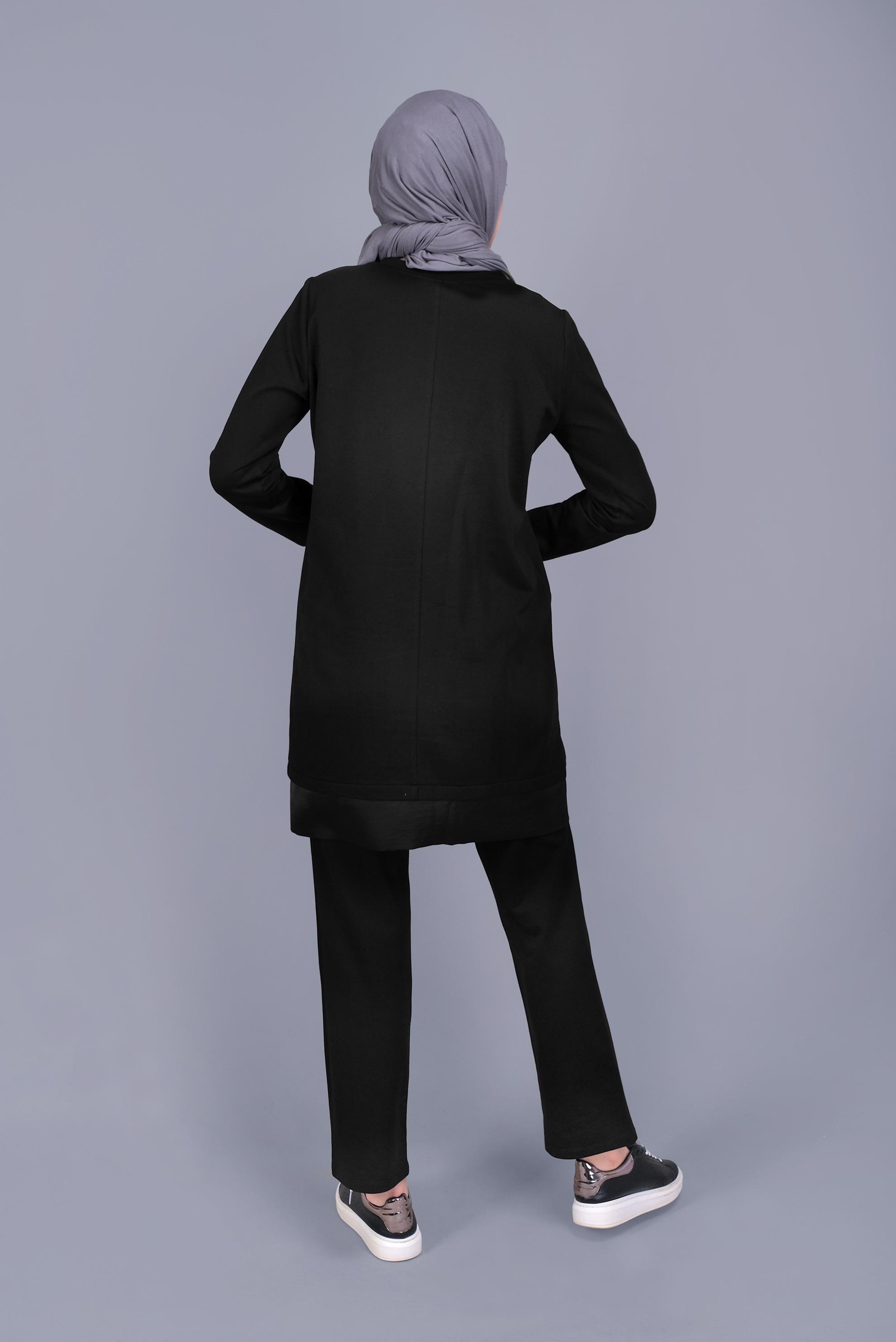 Tesettür giyim SİYAH FERMUARLI CEPLİ EŞOFMAN TAKIM 41636 