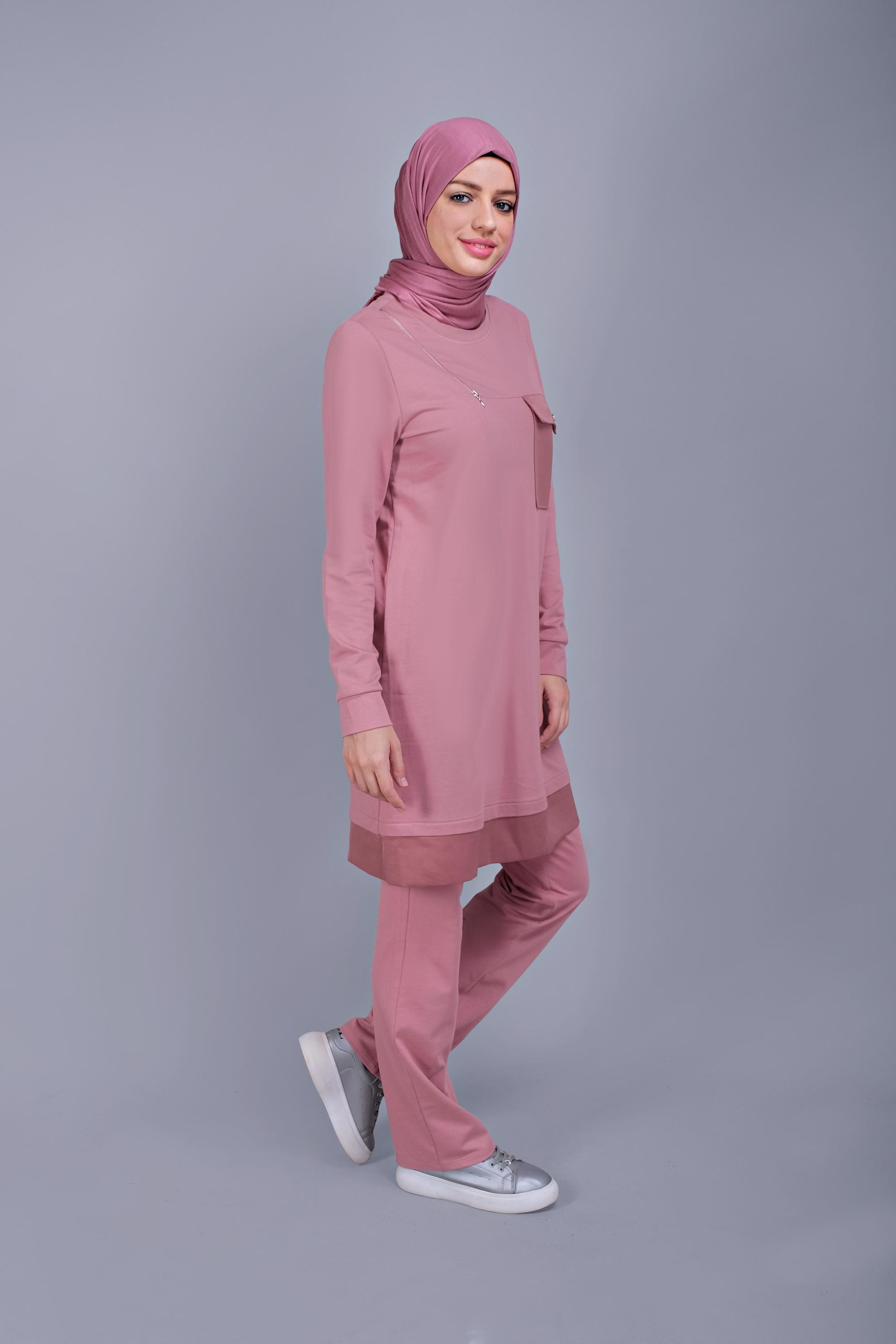 Vêtements hijab ROSE SURVÊTEMENT À POCHES À FERMETURE ÉCLAIR 41636