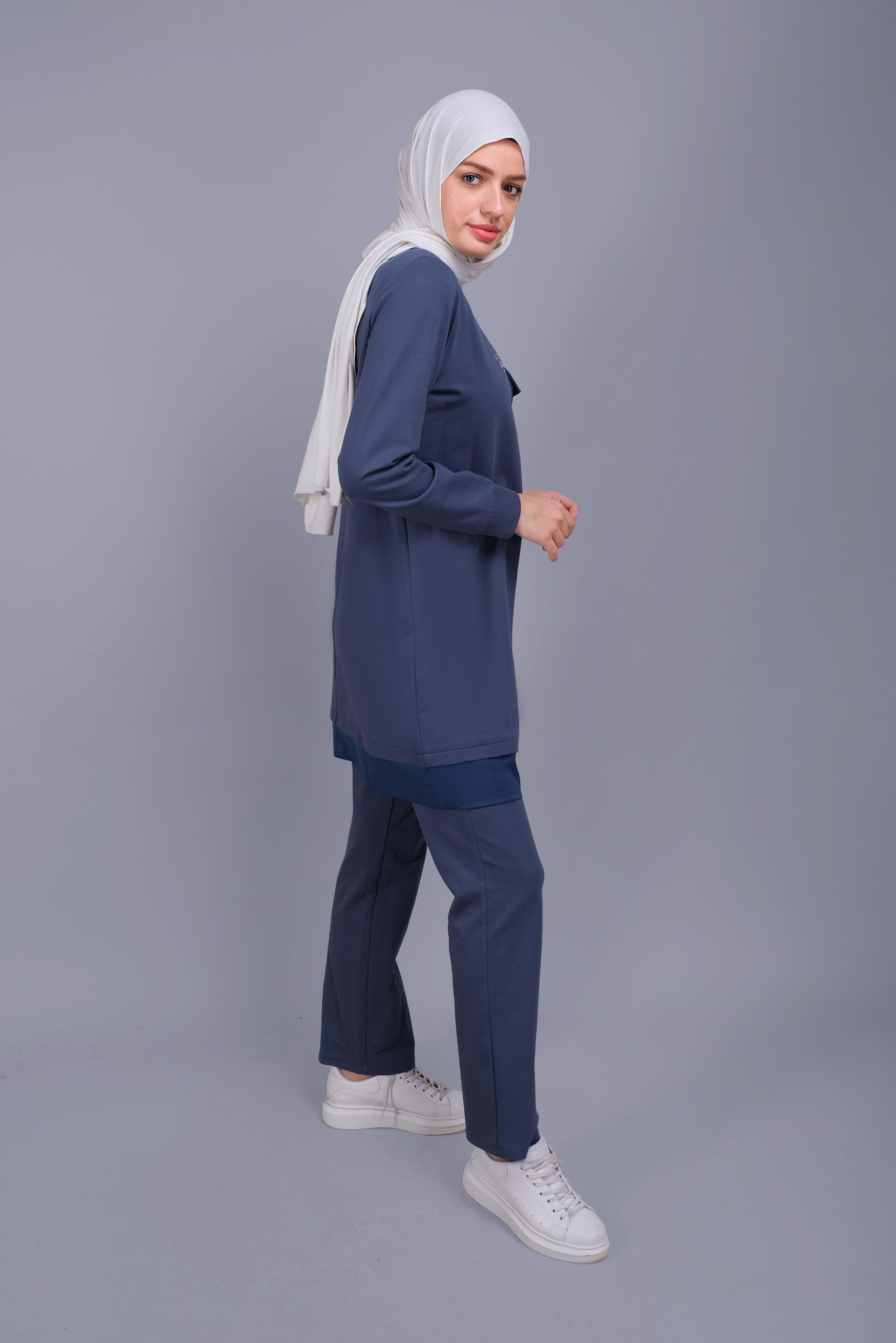 Hijab clothing NAVY BLUE ZIPPER POCKET TRACK SUIT 41636 