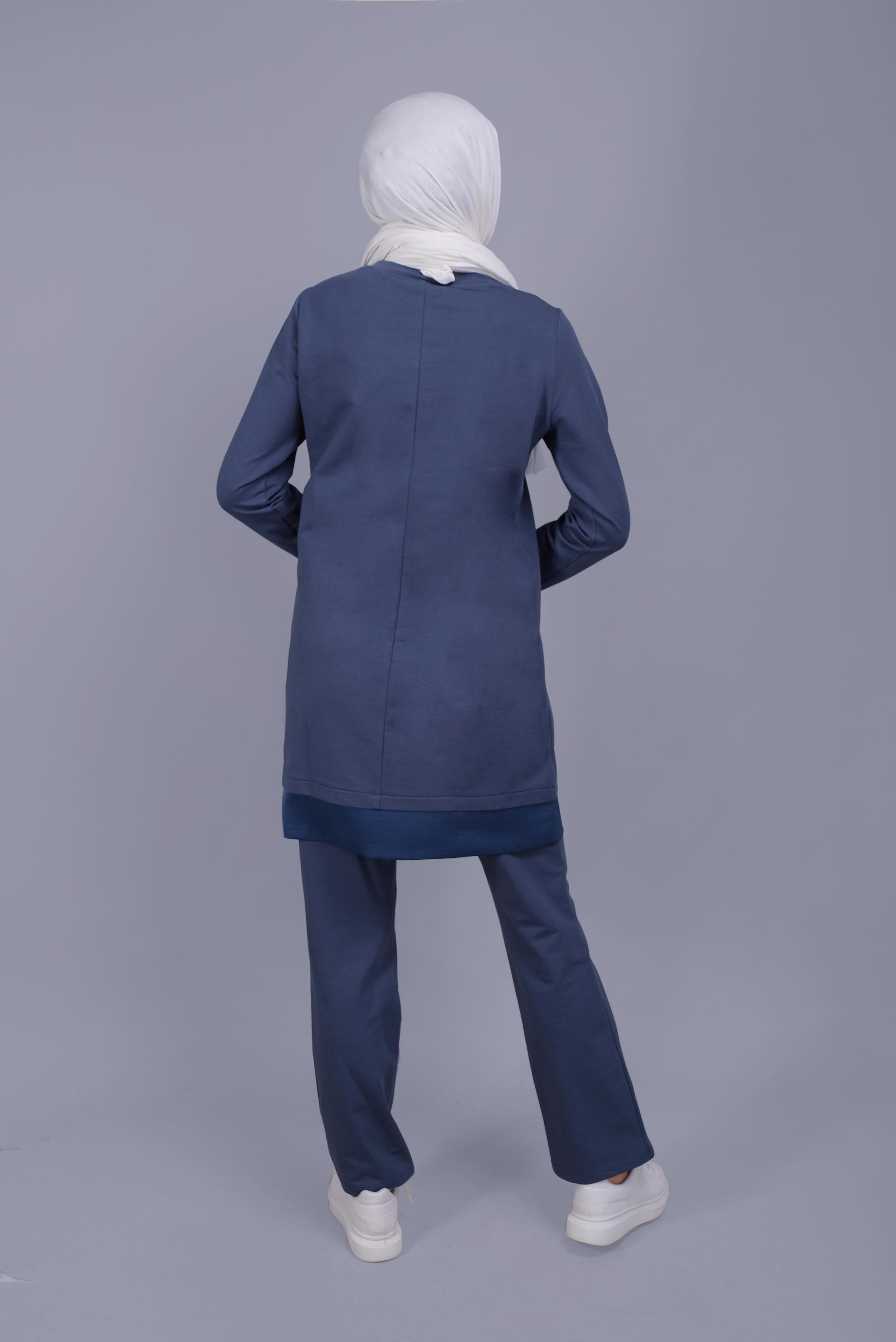 Hijab clothing NAVY BLUE ZIPPER POCKET TRACK SUIT 41636 