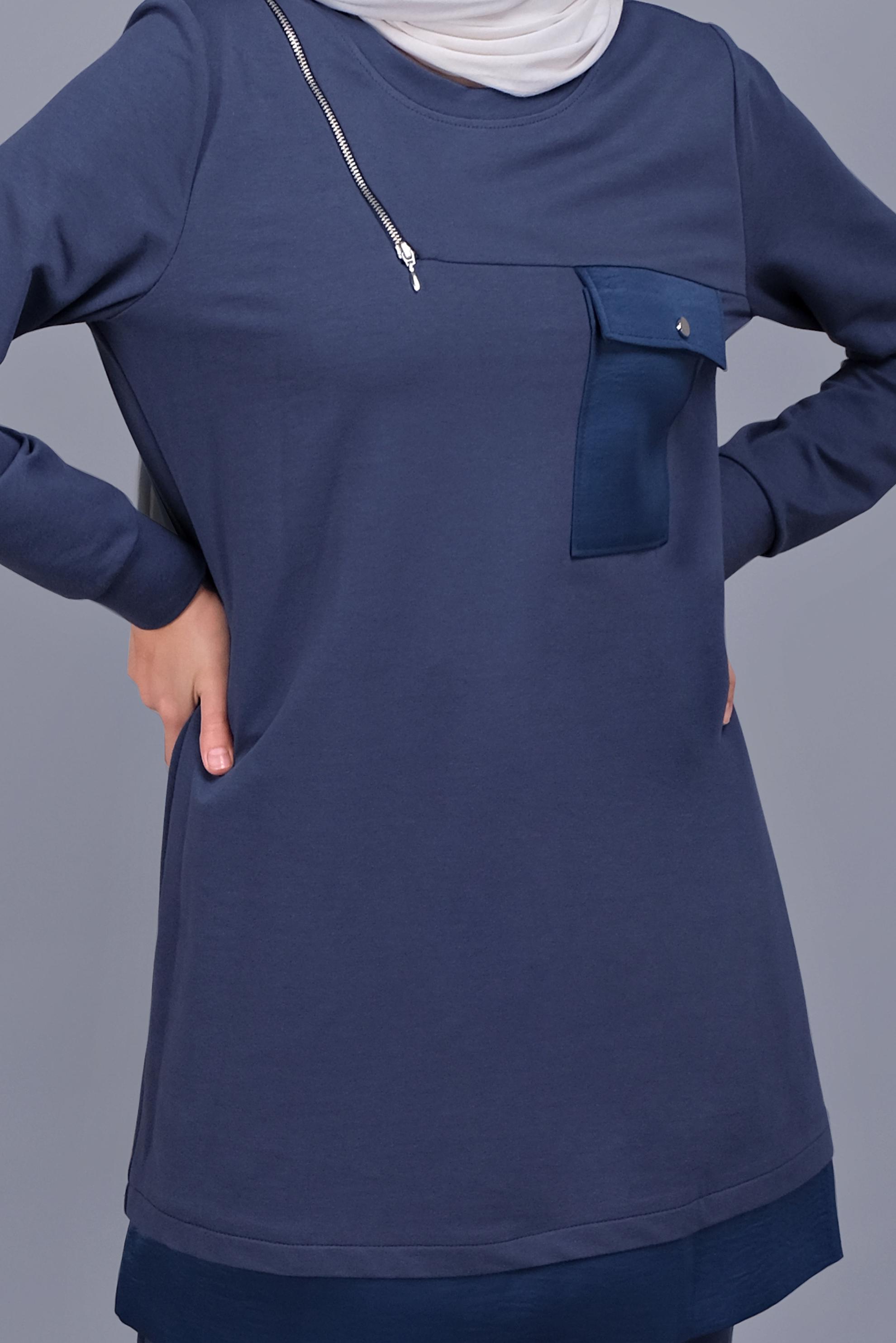 Hijab clothing NAVY BLUE ZIPPER POCKET TRACK SUIT 41636 