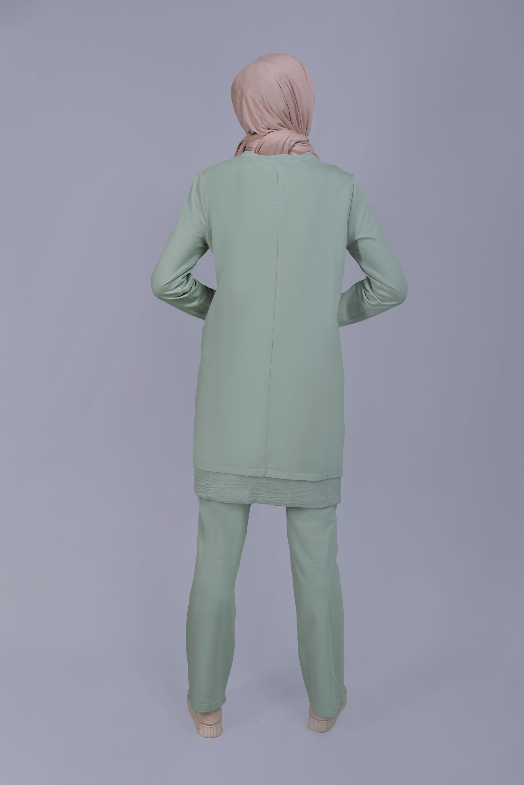 Vêtements hijab VERT SURVÊTEMENT À POCHES À FERMETURE ÉCLAIR 41636