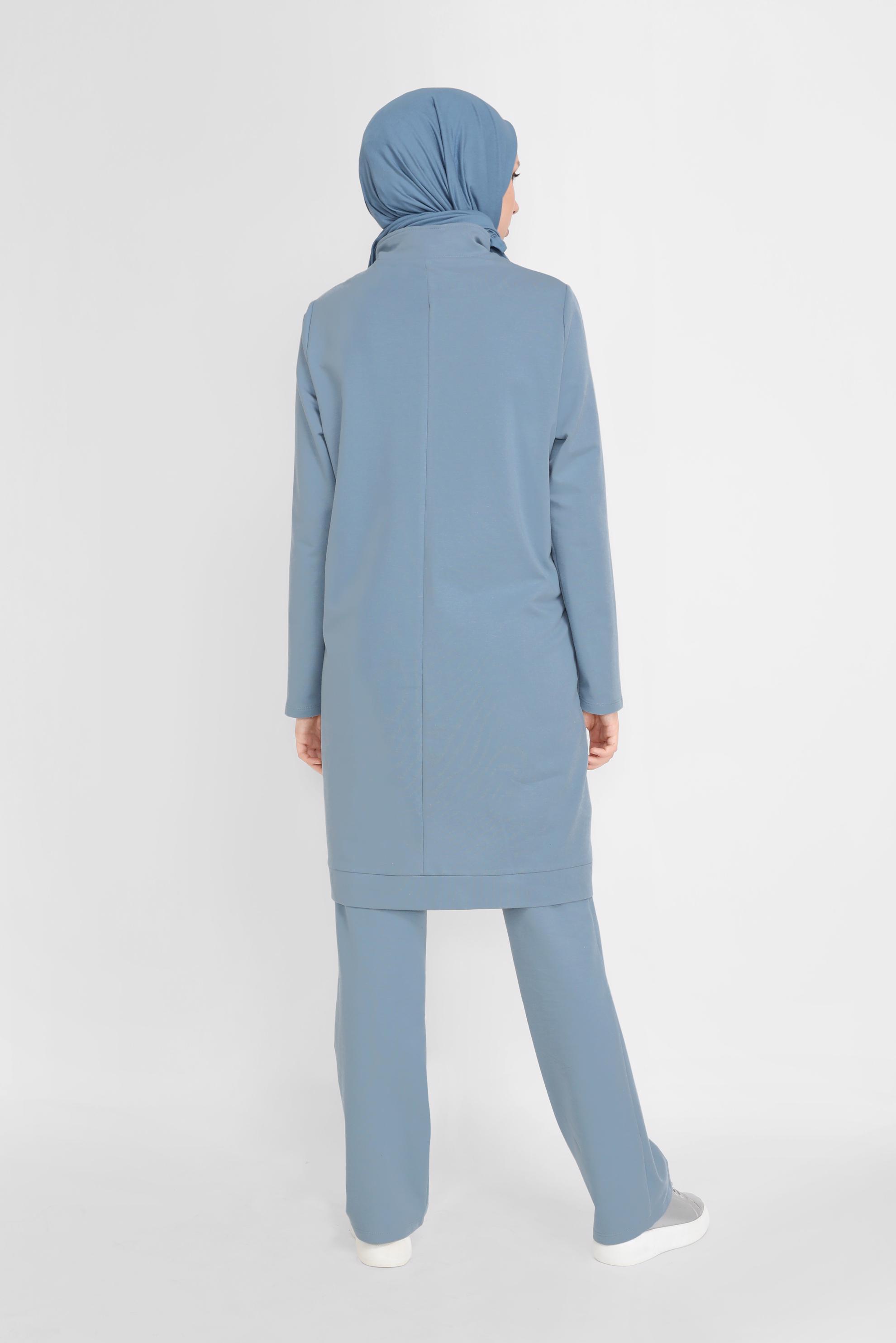 Tesettür giyim MAVİ ŞERİT DETAYLI EŞOFMAN TAKIM 41647 