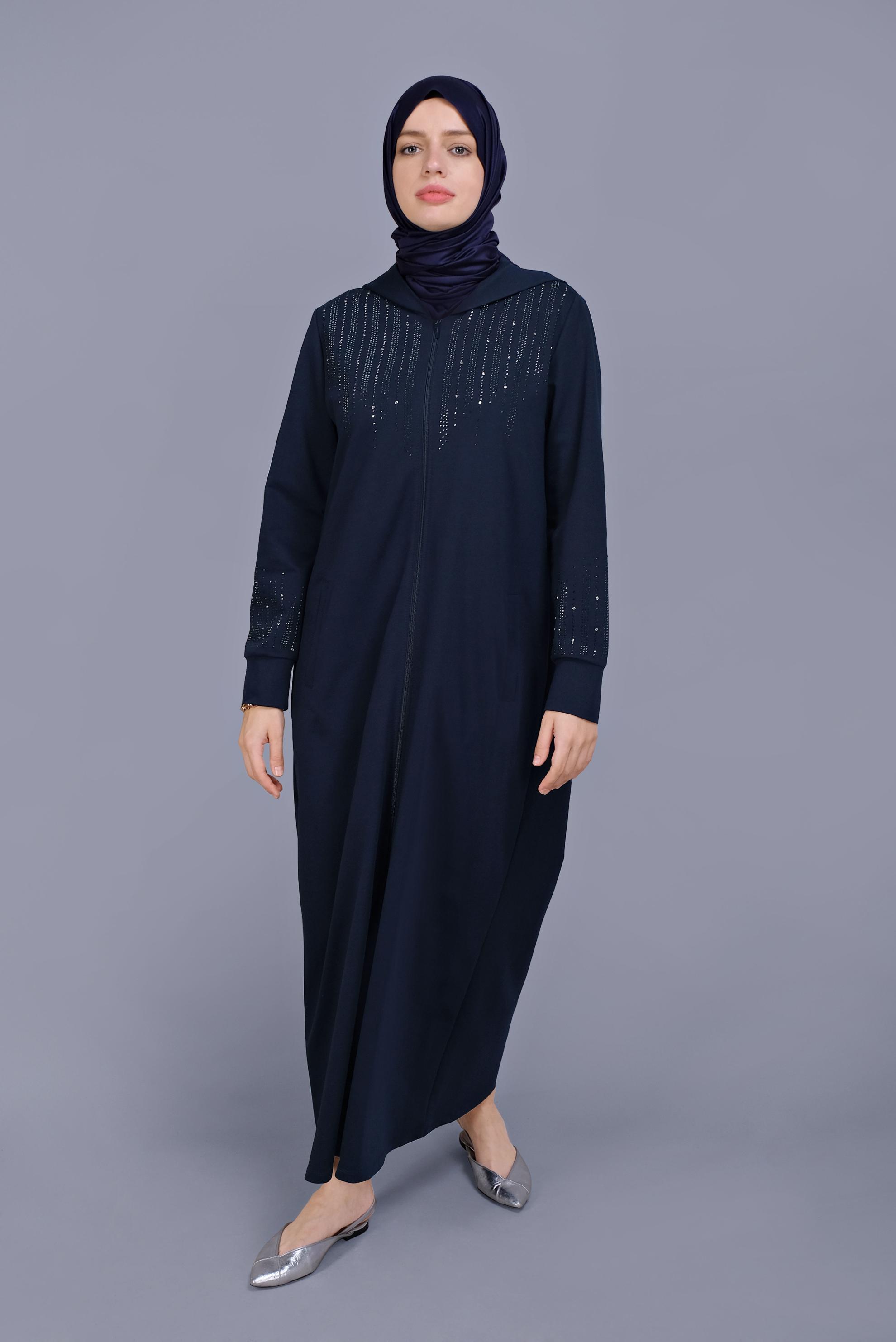 Tesettür giyim LACİVERT TAŞ BASKILI EŞOFMAN TUNİK 41653 