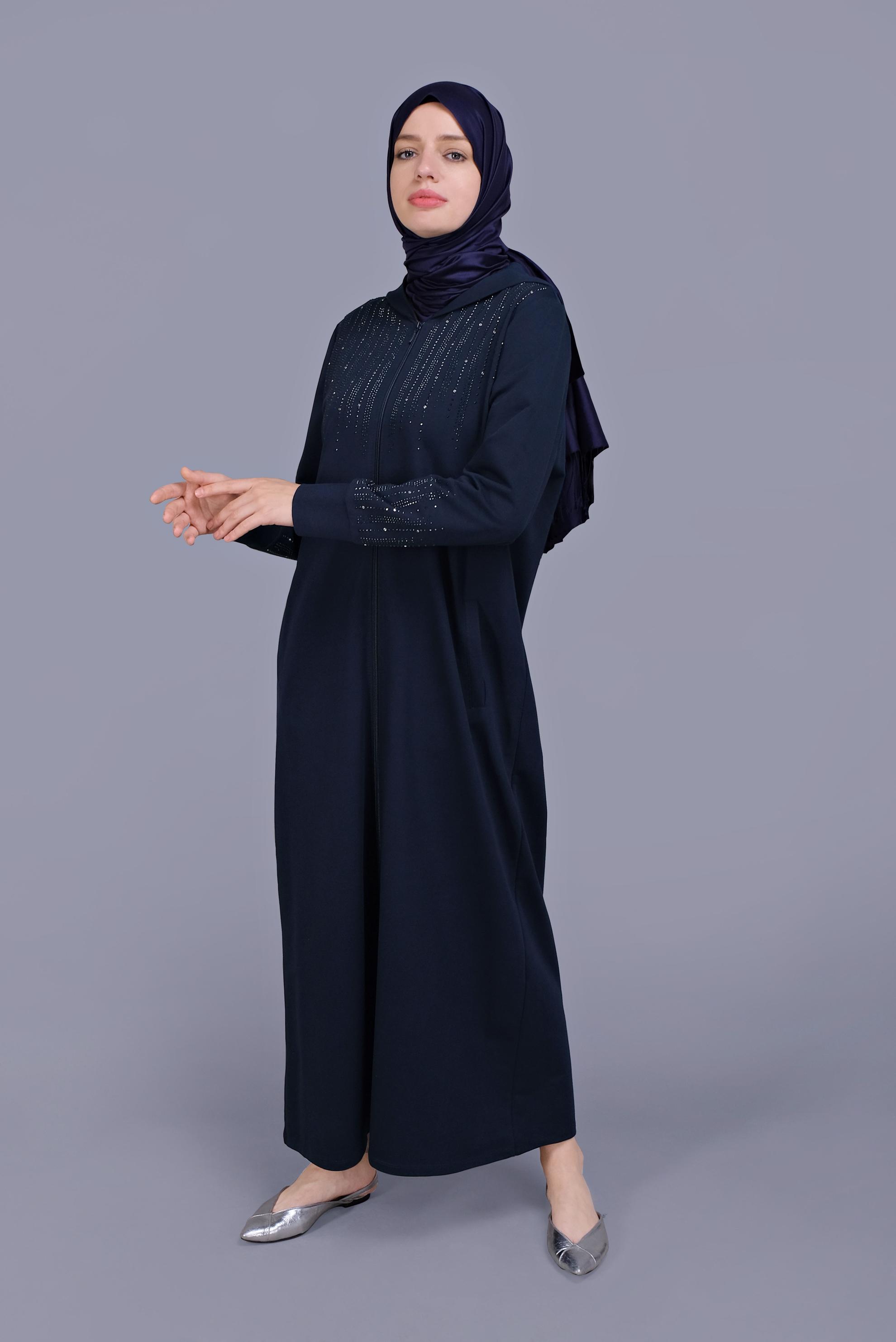 Tesettür giyim LACİVERT TAŞ BASKILI EŞOFMAN TUNİK 41653 