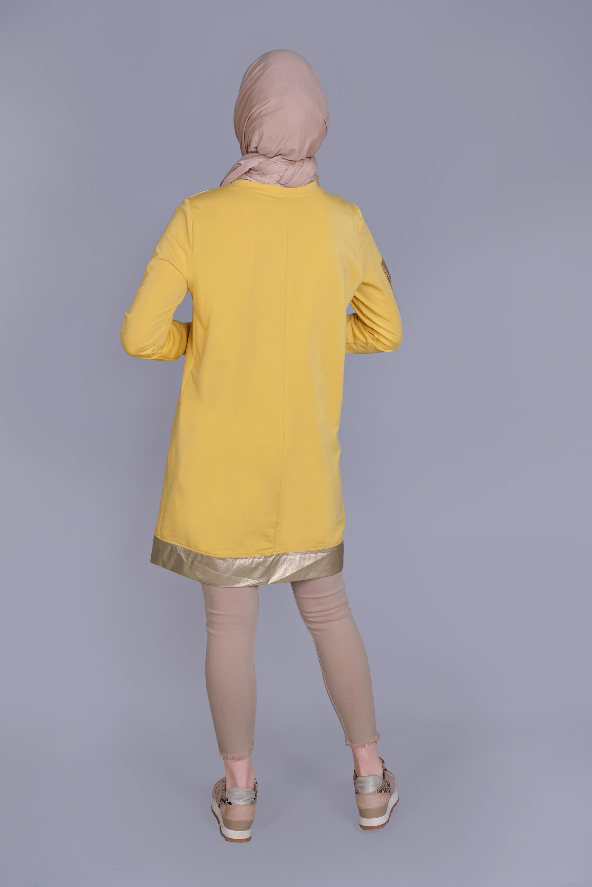 Tesettür giyim SARI CEPLİ FERMUAR DETAYLI EŞOFMAN TUNİK 41675 